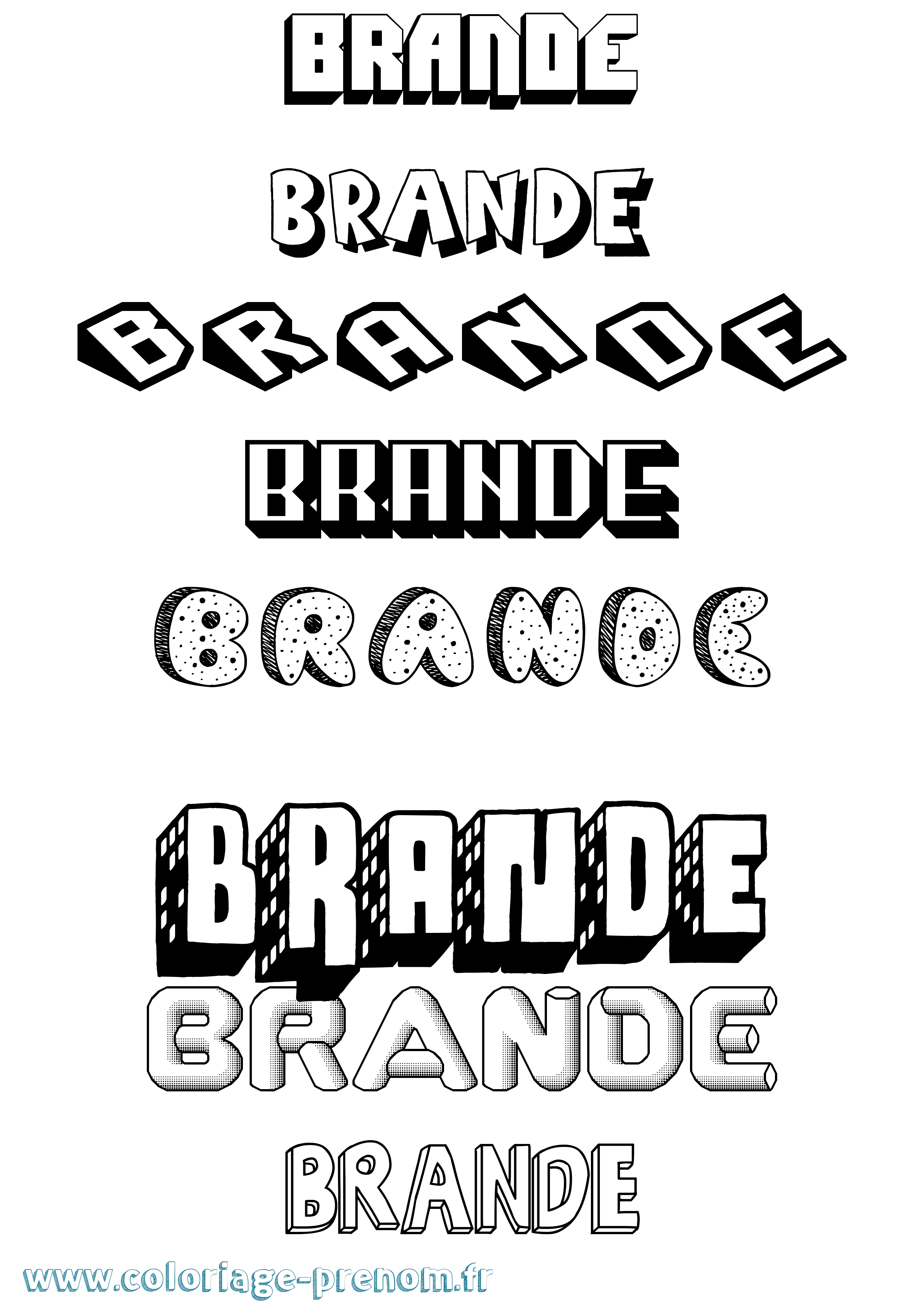 Coloriage Brande Effet 3D Coloriage prénom Brande Effet 3D