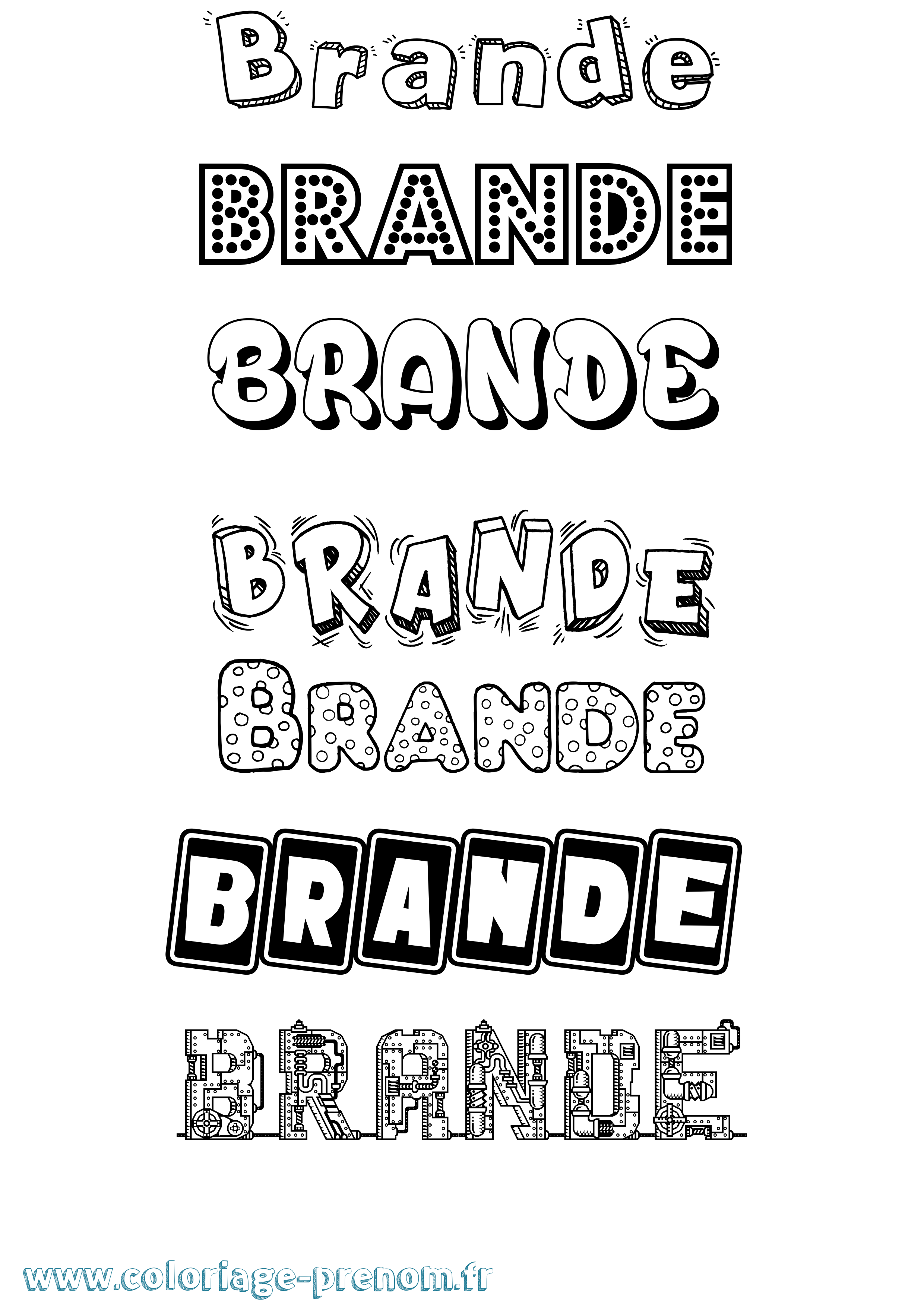 Coloriage Brande Fun Coloriage prénom Brande Fun