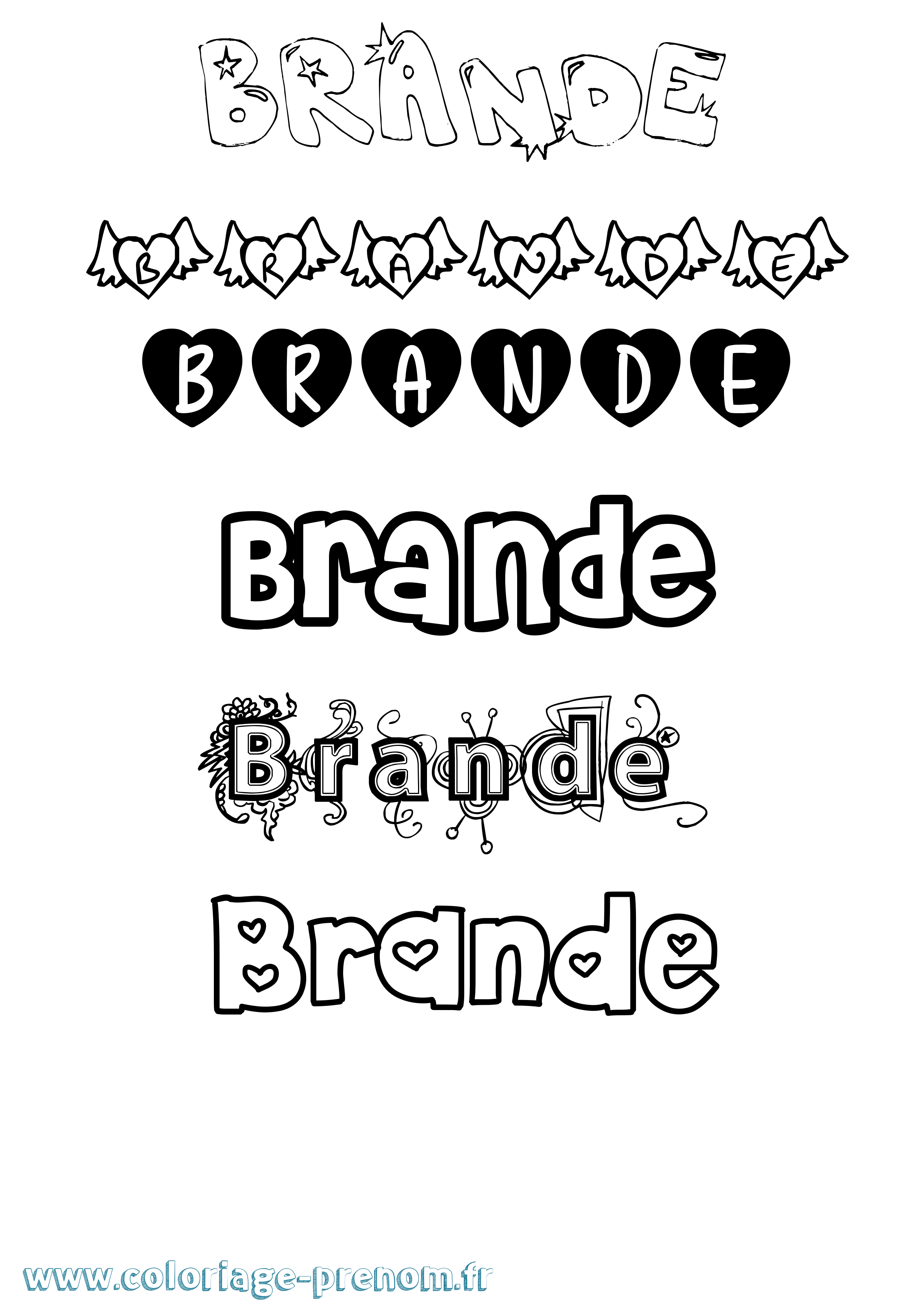 Coloriage Brande Girly Coloriage prénom Brande Girly
