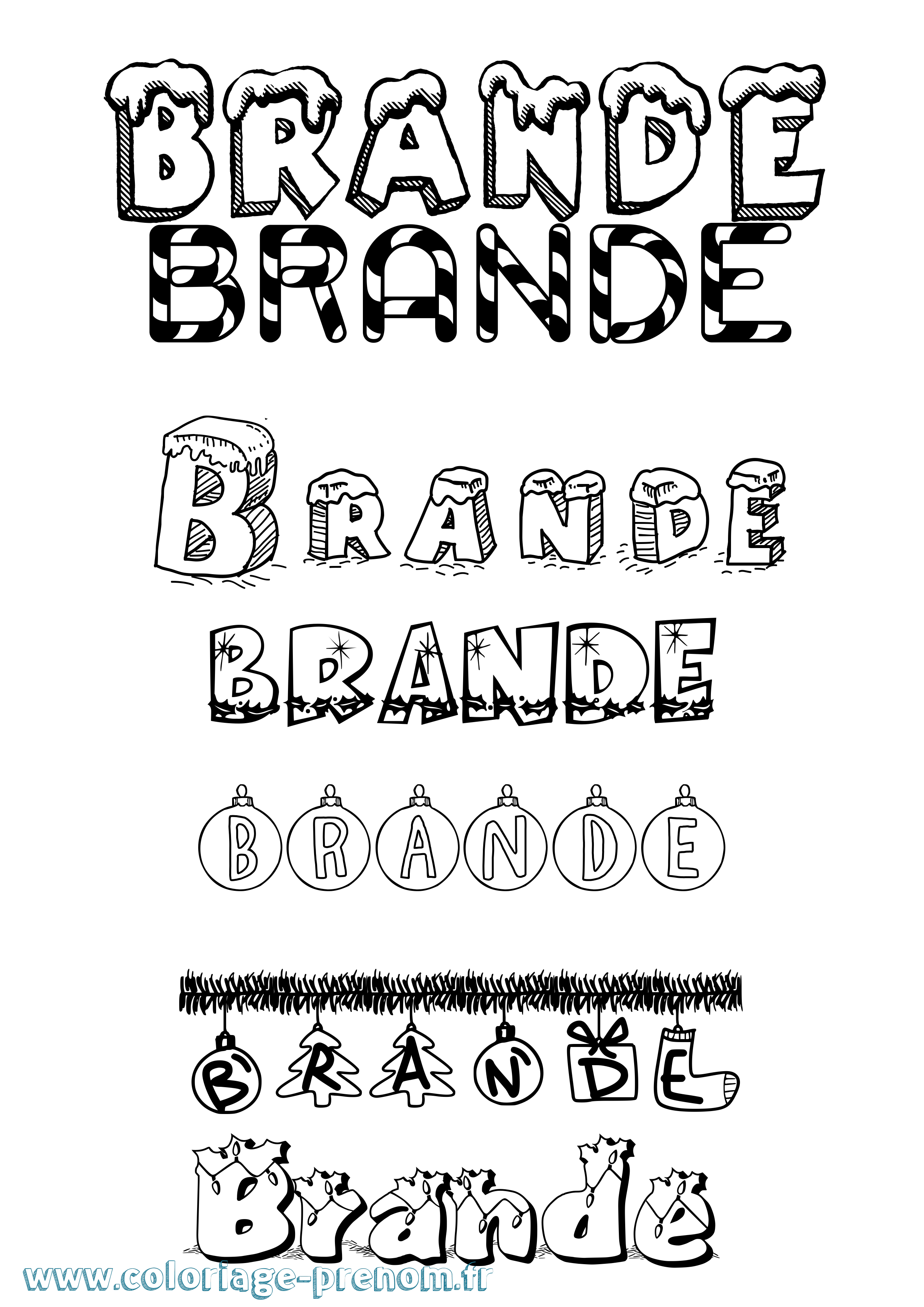 Coloriage Brande Noël Coloriage prénom Brande Noël