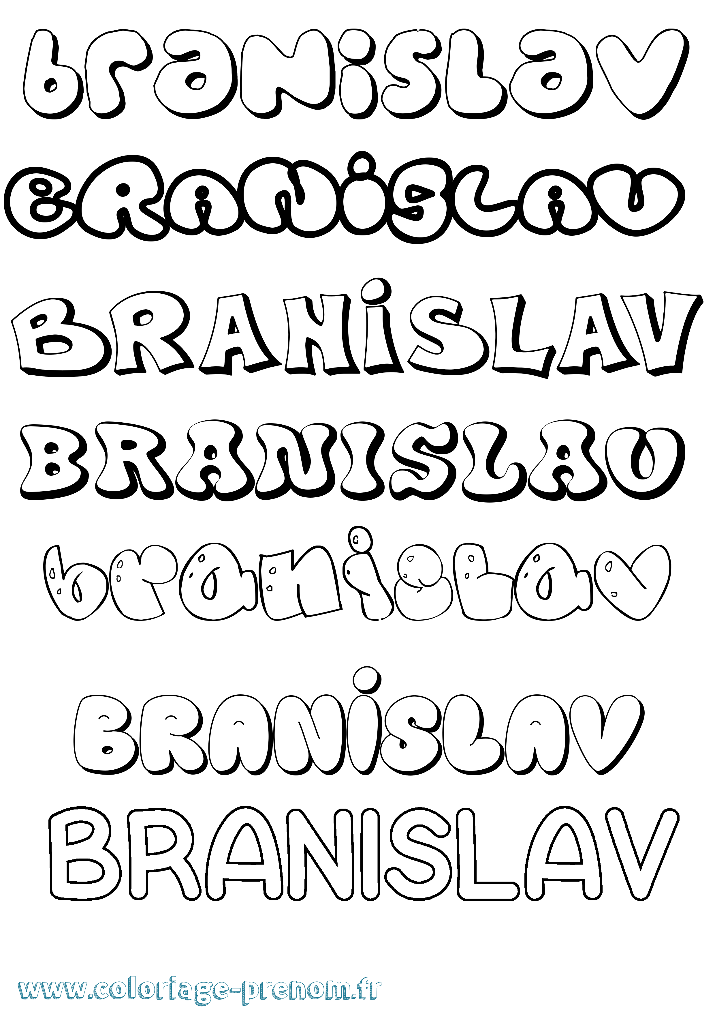 Coloriage Branislav Bubble Coloriage prénom Branislav Bubble