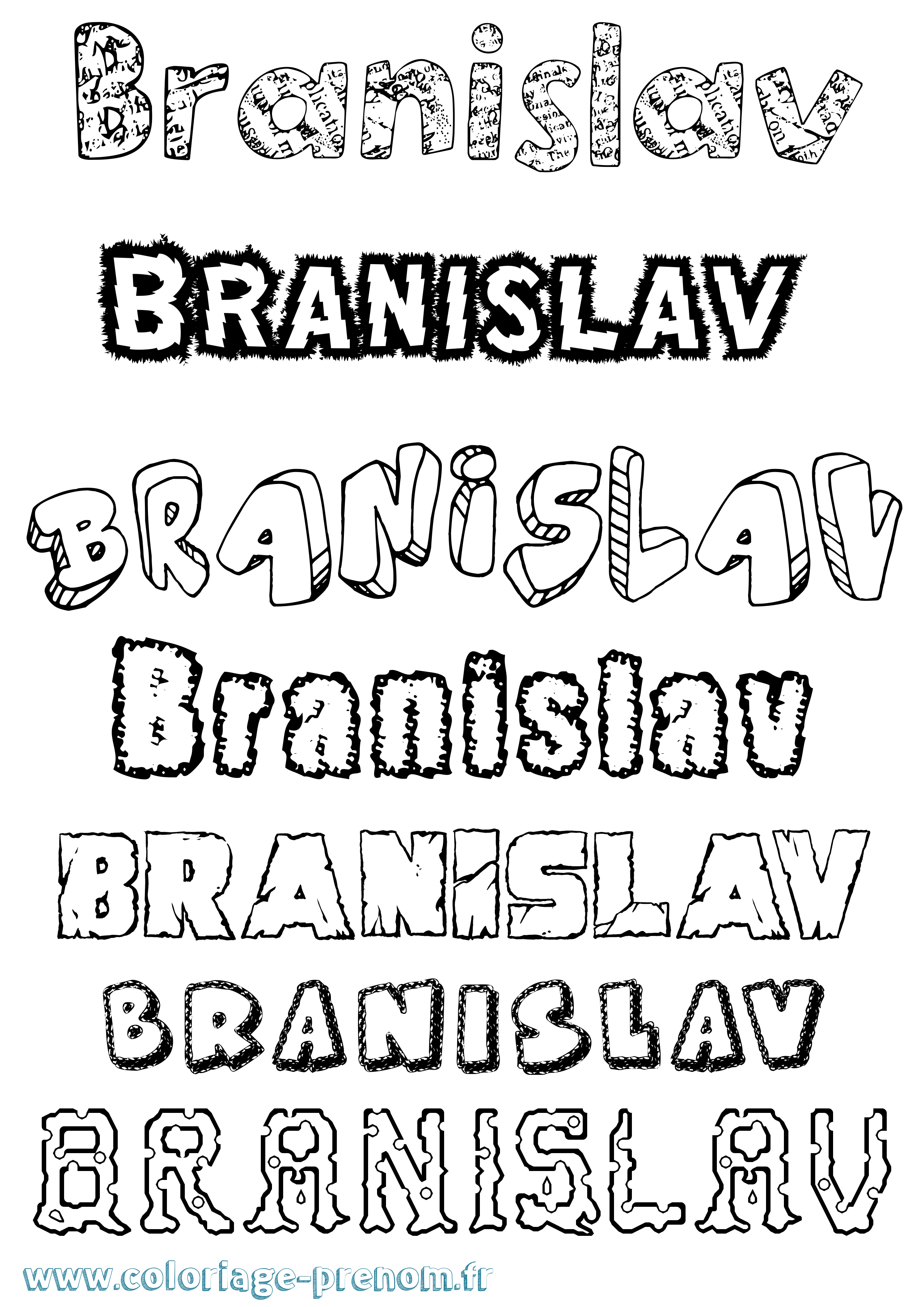 Coloriage Branislav Destructuré Coloriage prénom Branislav Destructuré