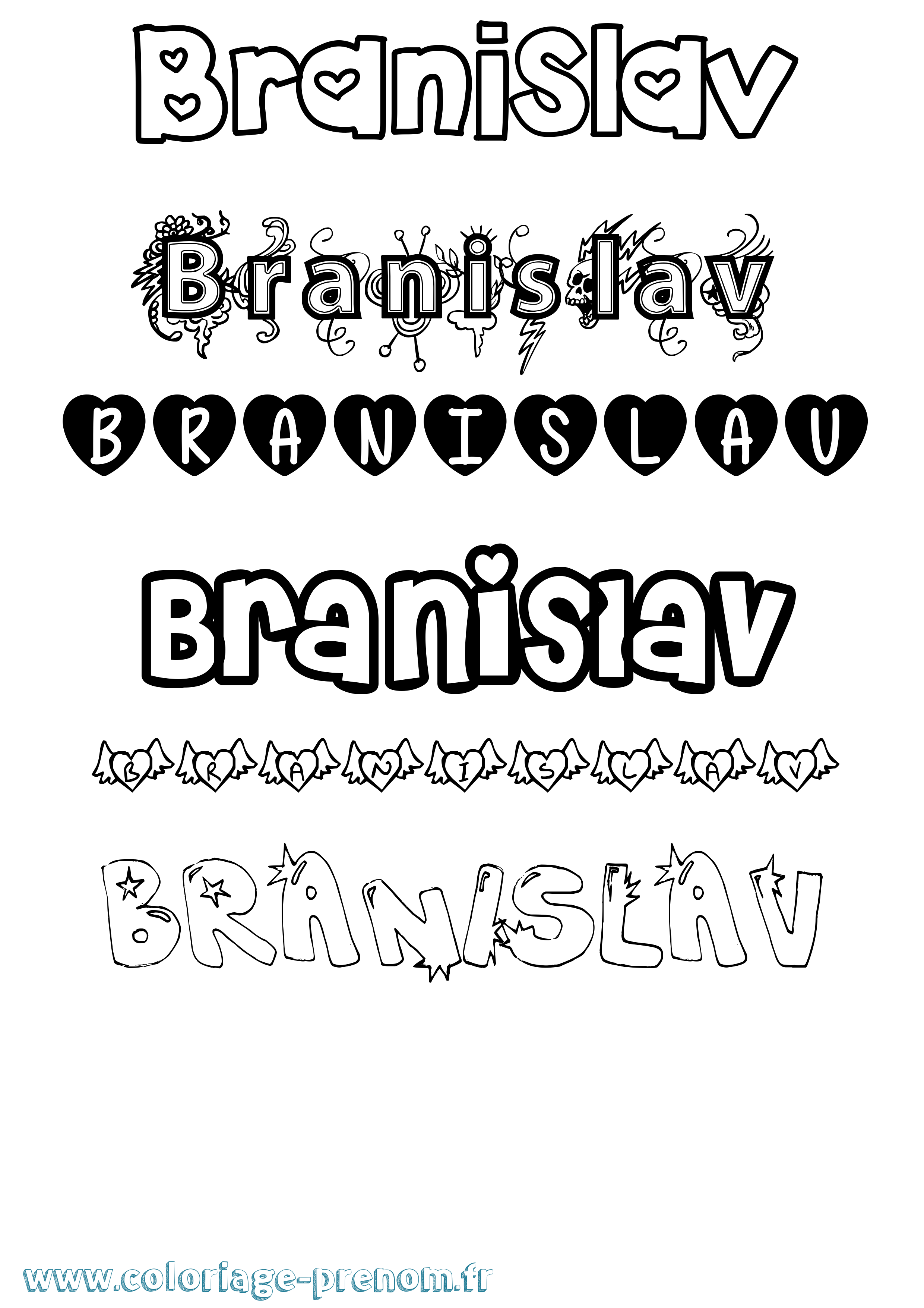 Coloriage Branislav Girly Coloriage prénom Branislav Girly