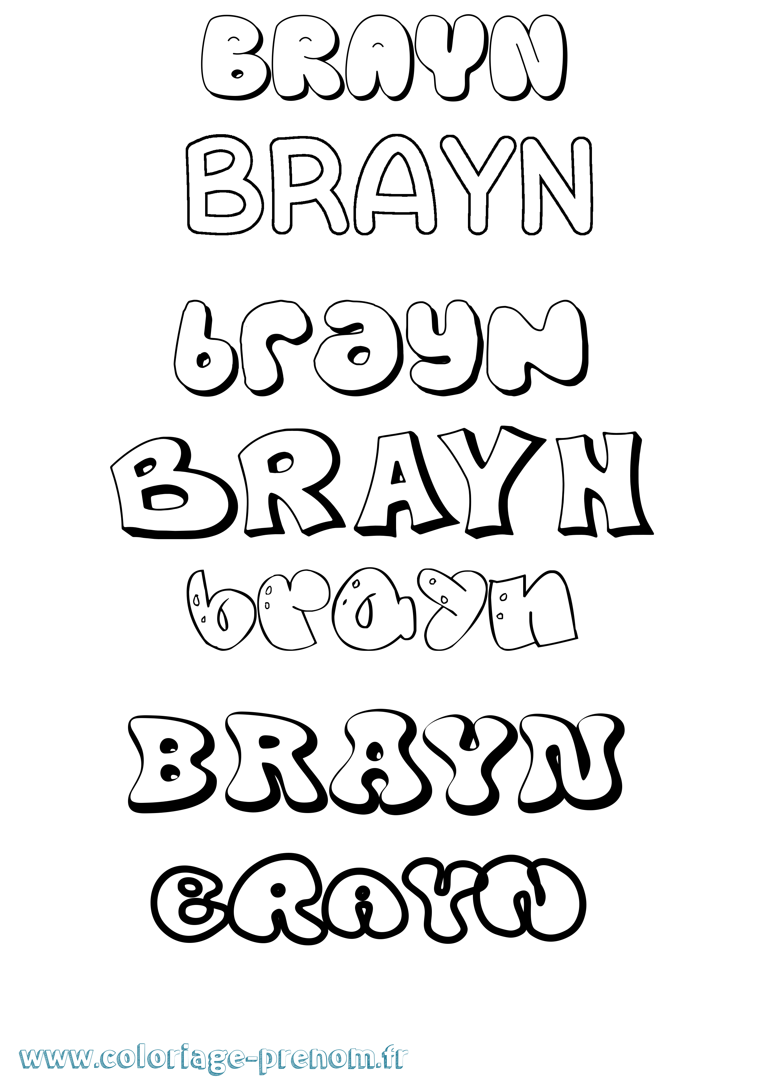 Coloriage Brayn Bubble Coloriage prénom Brayn Bubble