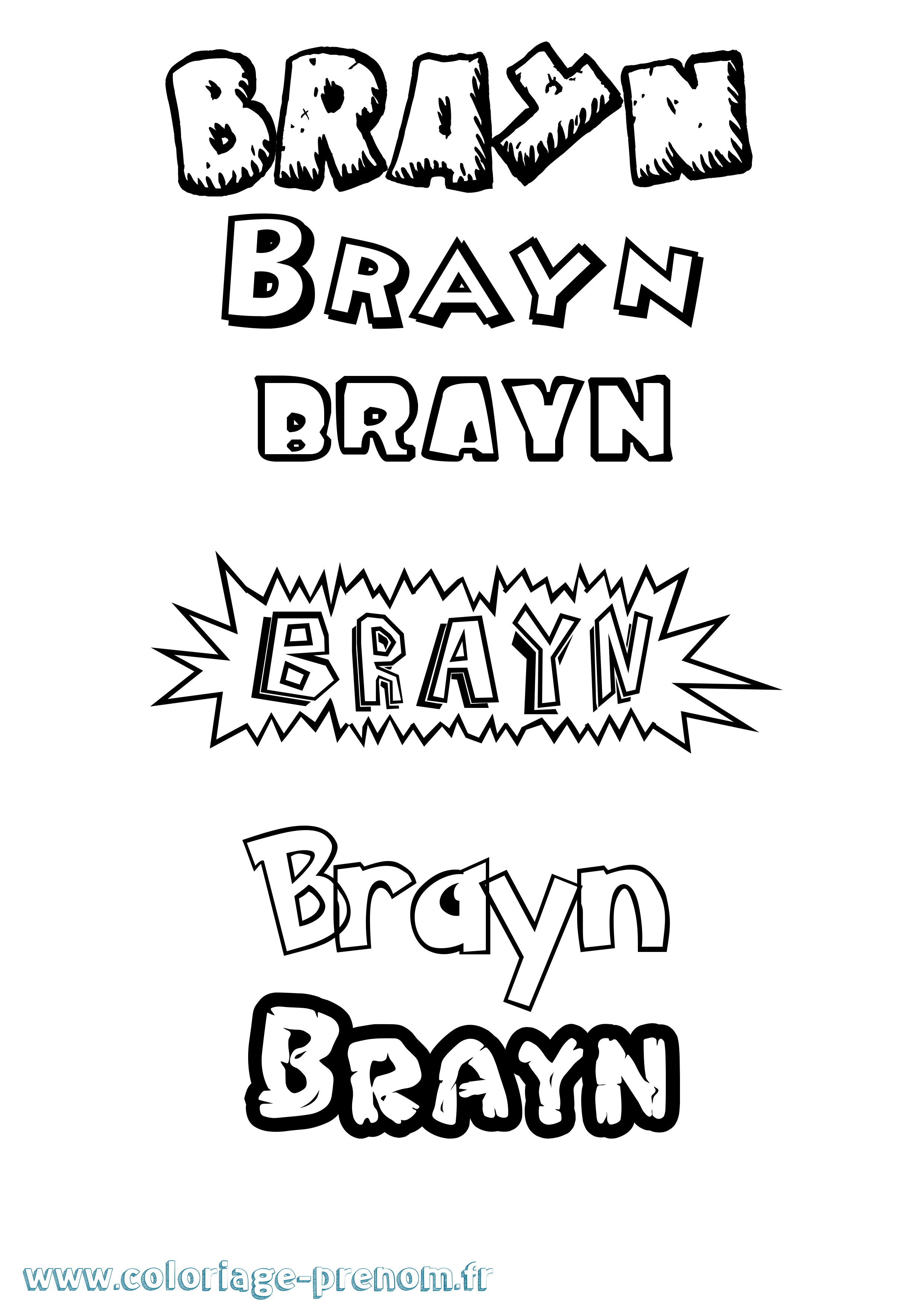 Coloriage Brayn Dessin Animé Coloriage prénom Brayn Dessin Animé