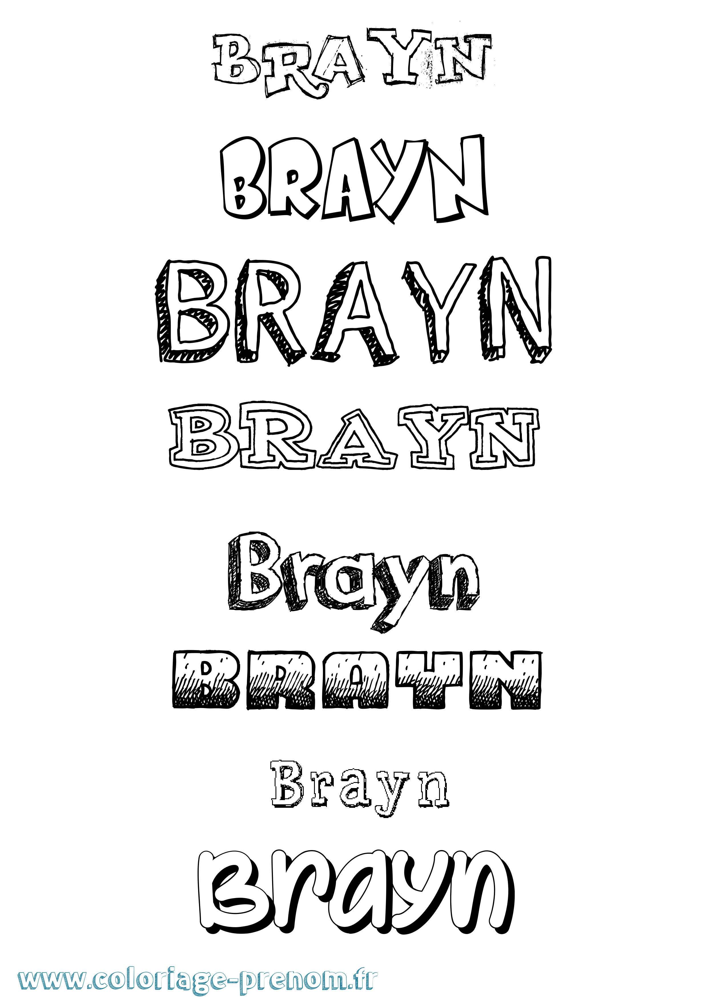 Coloriage Brayn Dessiné Coloriage prénom Brayn Dessiné
