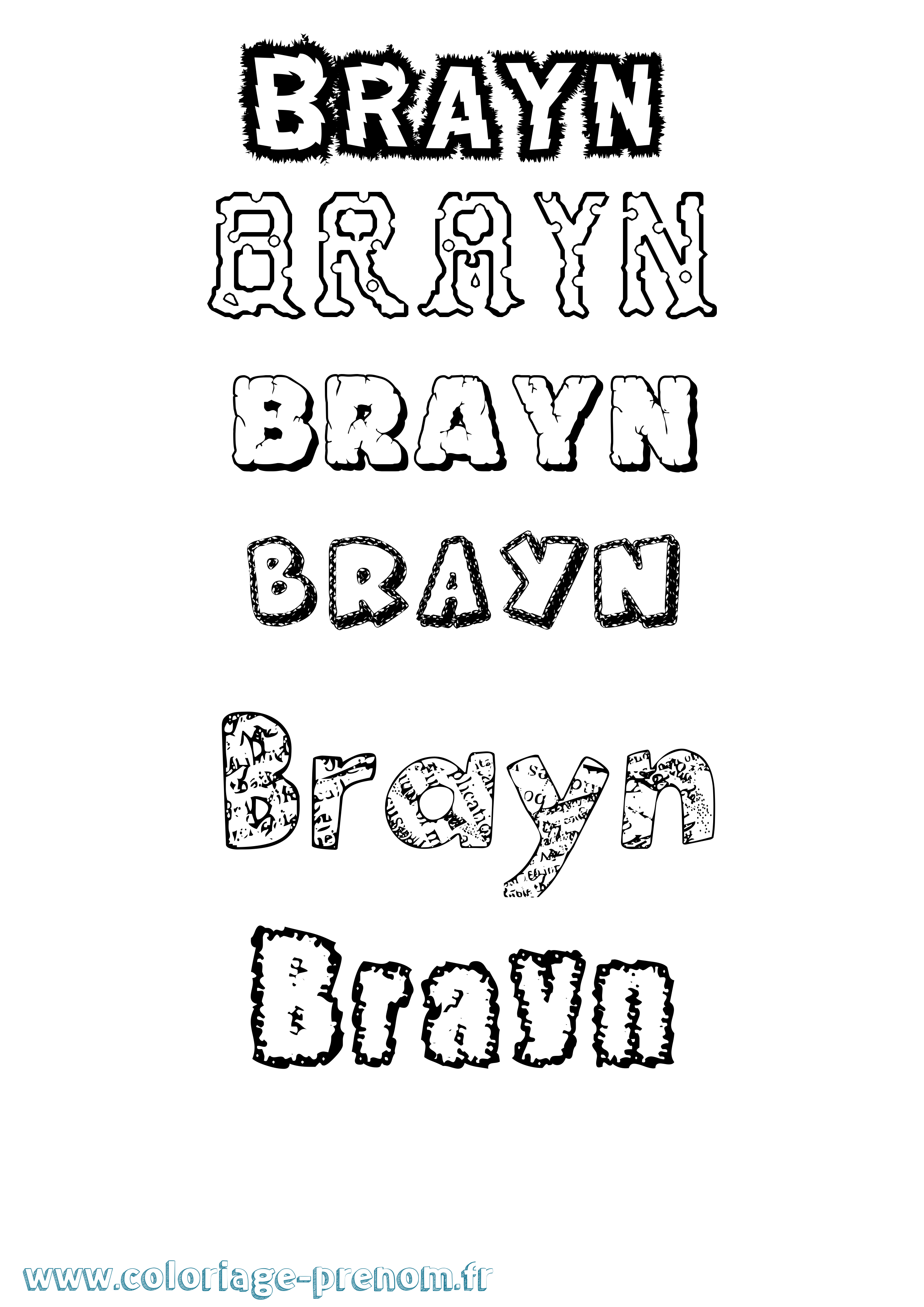 Coloriage Brayn Destructuré Coloriage prénom Brayn Destructuré