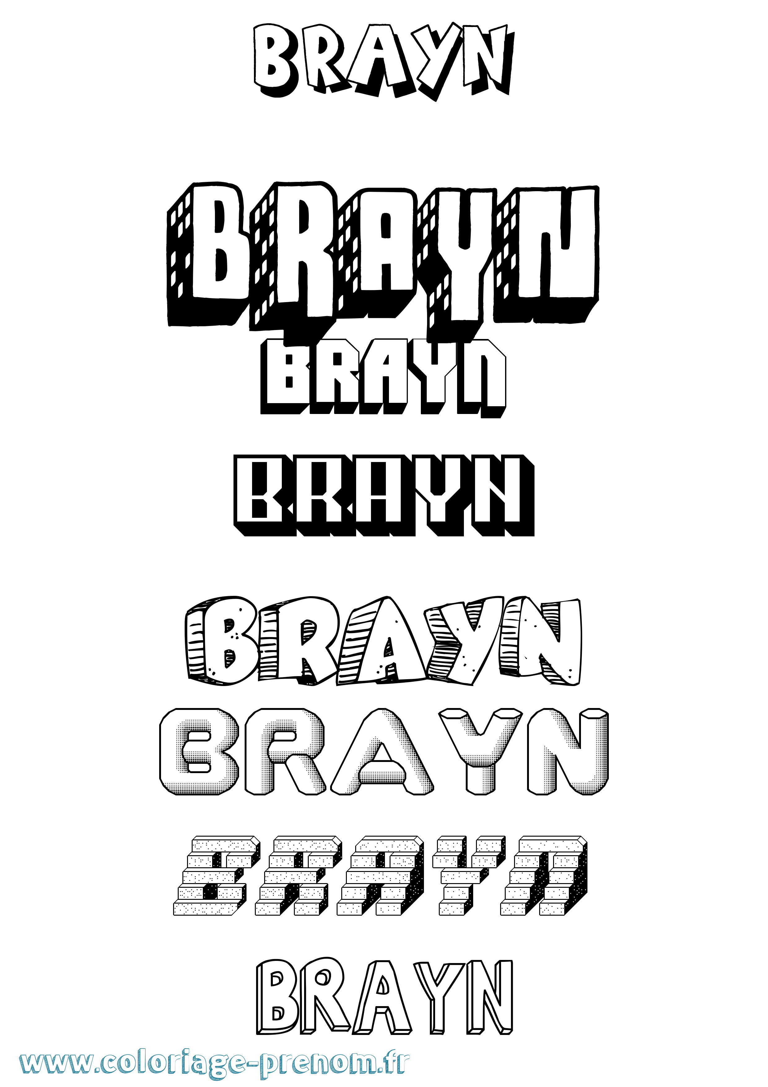 Coloriage Brayn Effet 3D Coloriage prénom Brayn Effet 3D