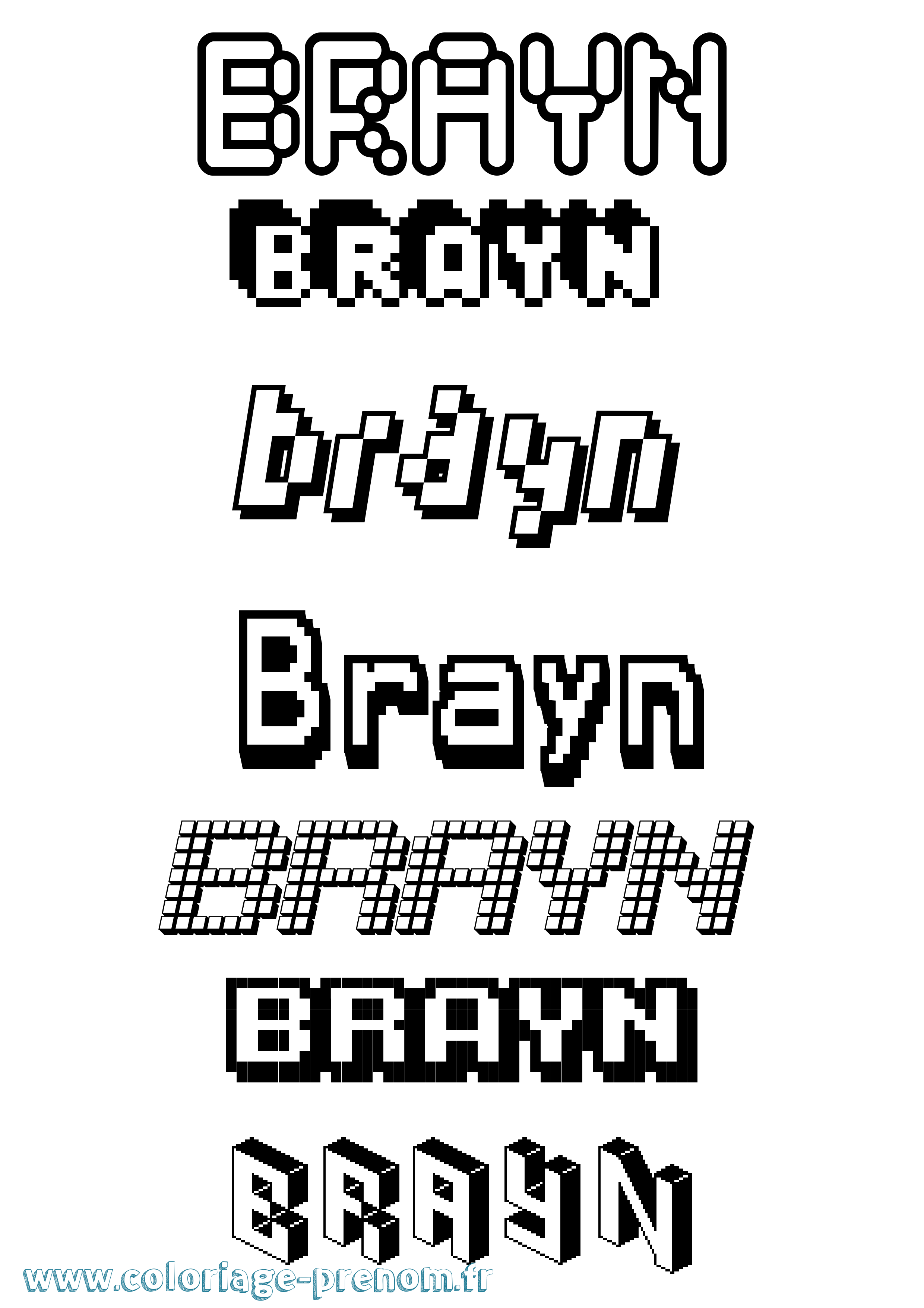 Coloriage Brayn Pixel Coloriage prénom Brayn Pixel