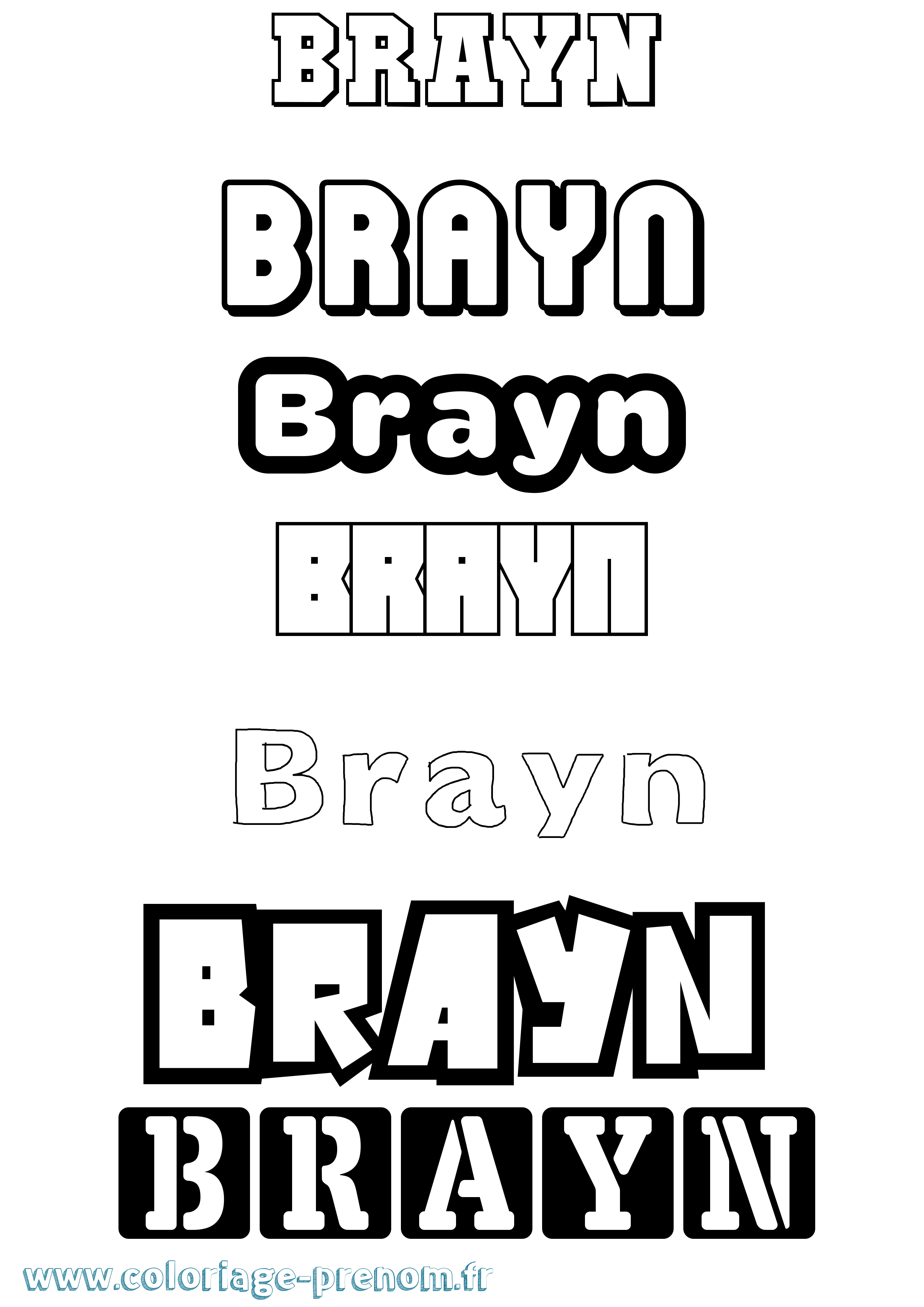 Coloriage Brayn Simple Coloriage prénom Brayn Simple