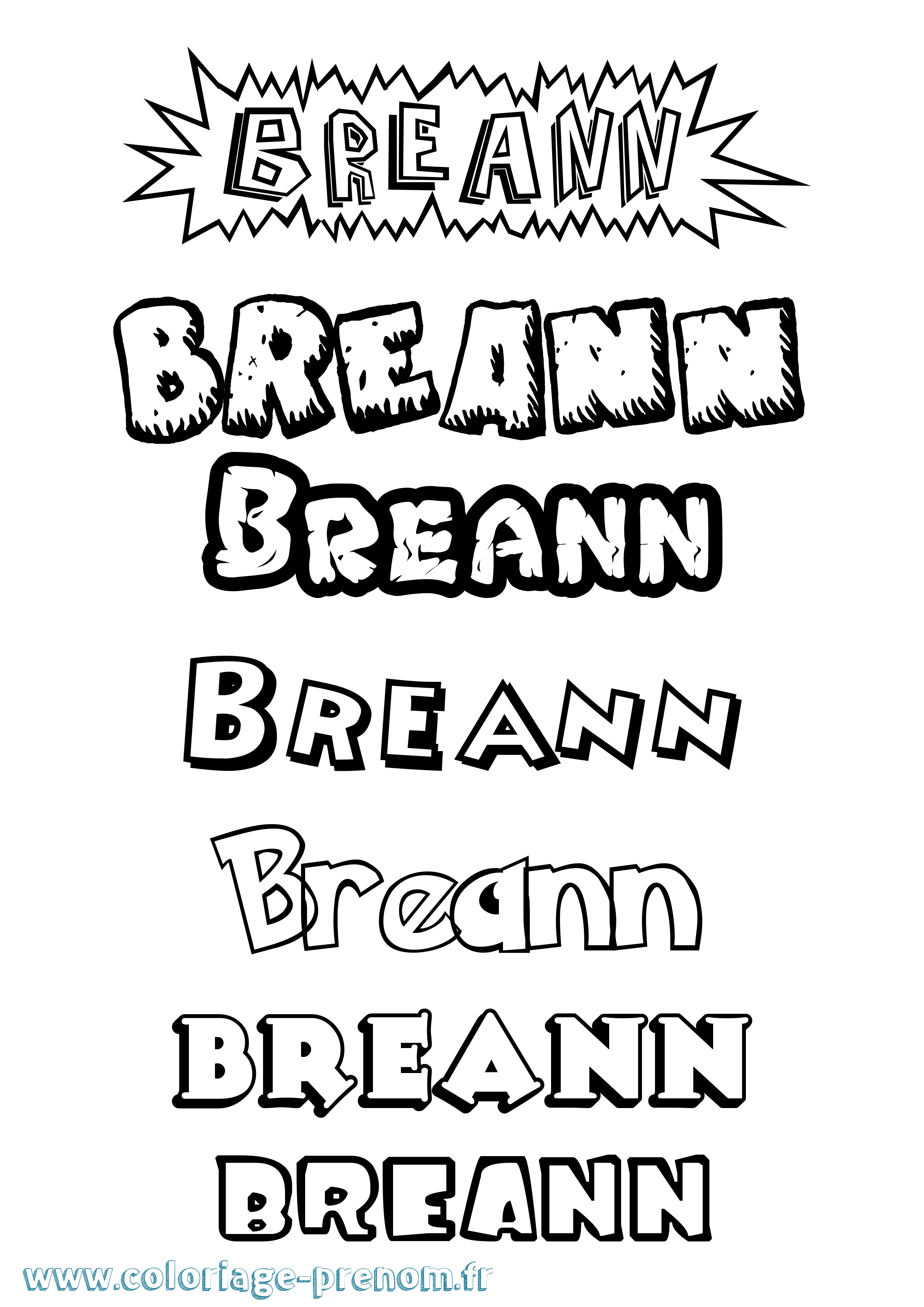 Coloriage Breann Dessin Animé Coloriage prénom Breann Dessin Animé