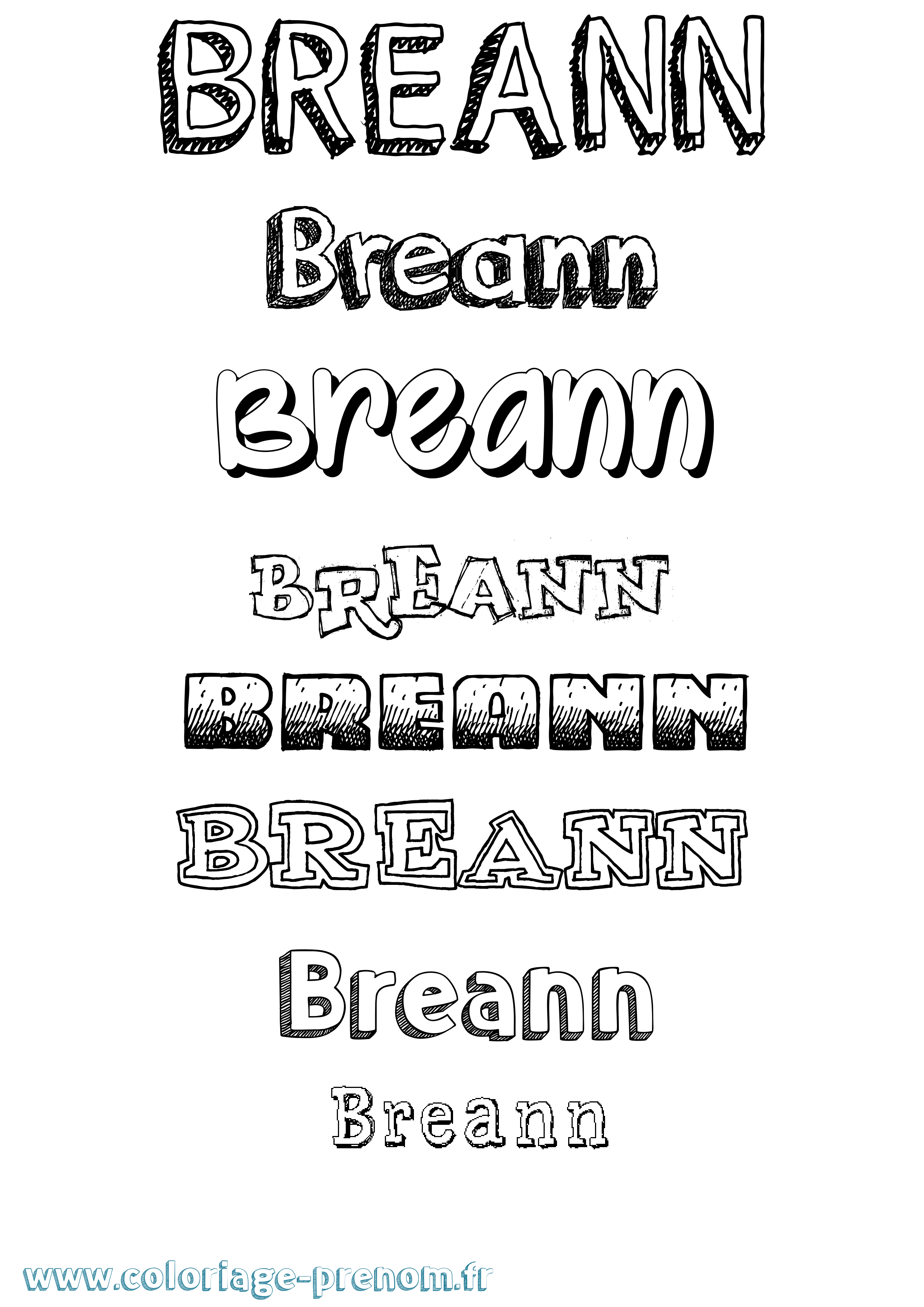 Coloriage Breann Dessiné Coloriage prénom Breann Dessiné