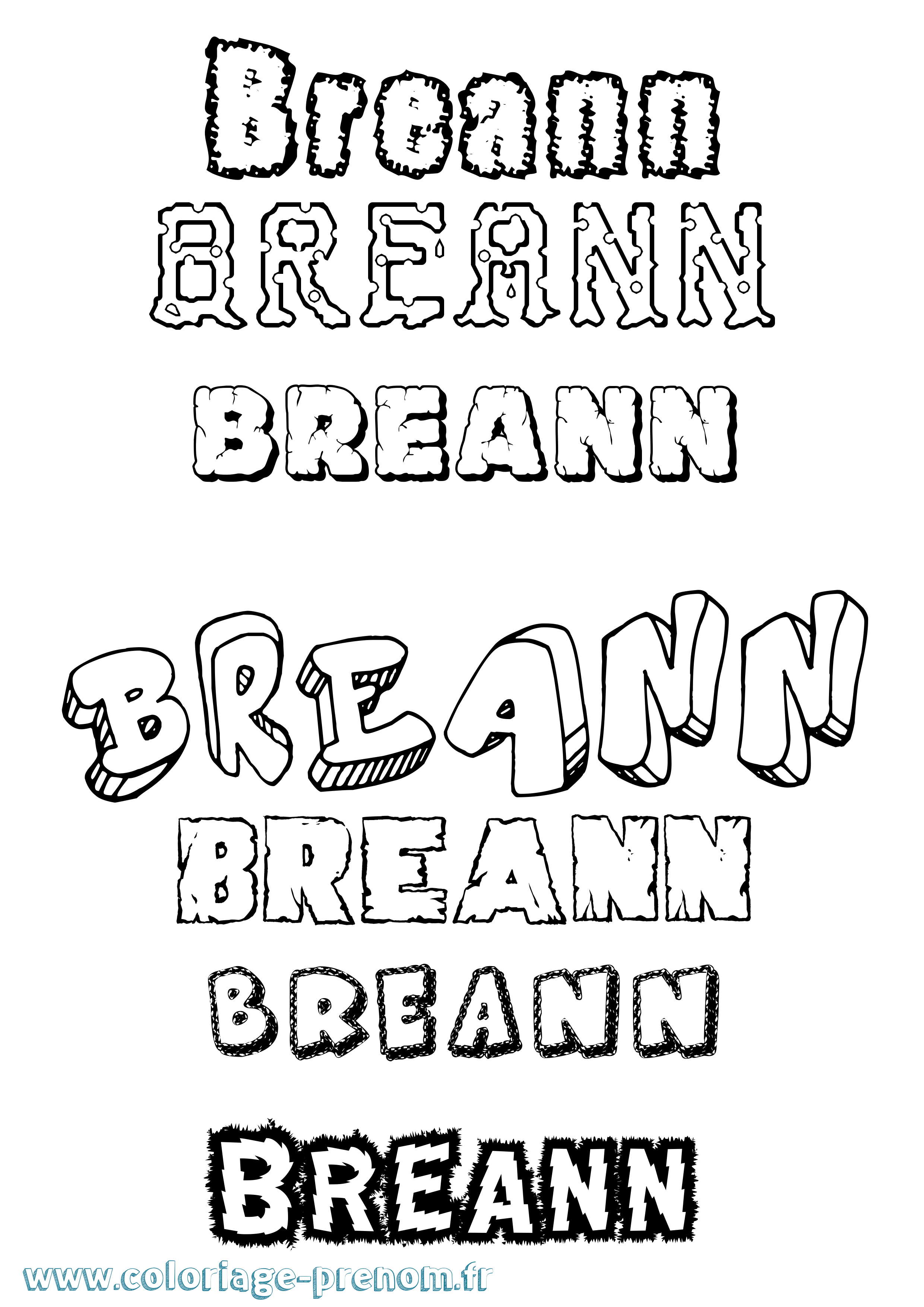 Coloriage Breann Destructuré Coloriage prénom Breann Destructuré