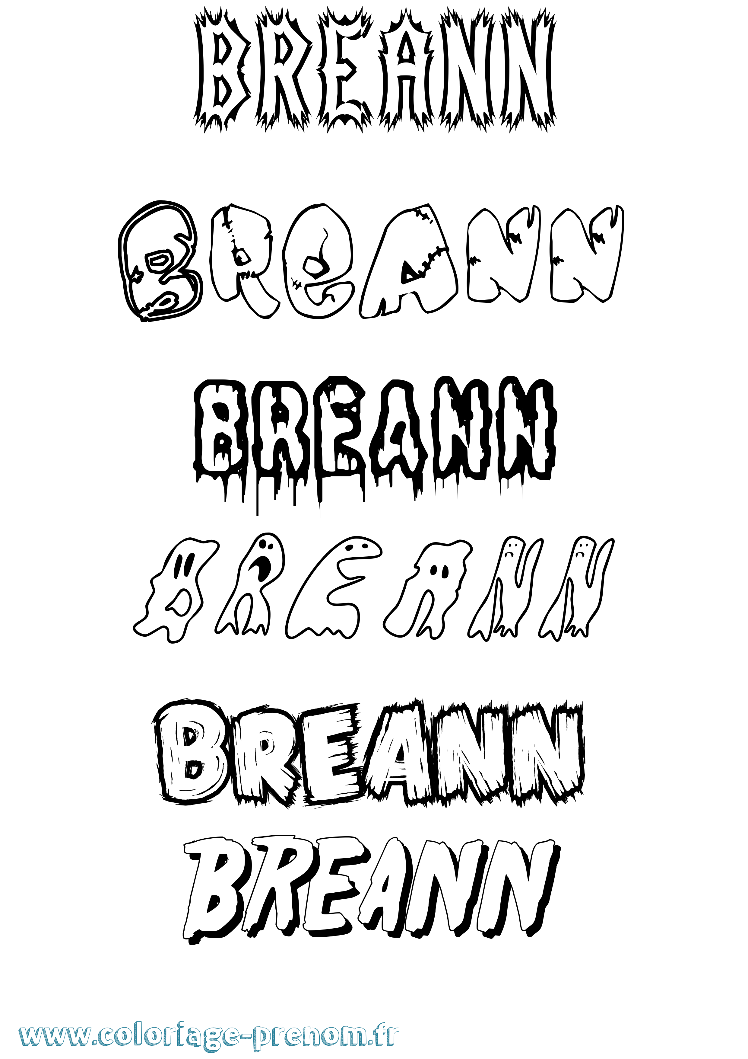 Coloriage Breann Frisson Coloriage prénom Breann Frisson