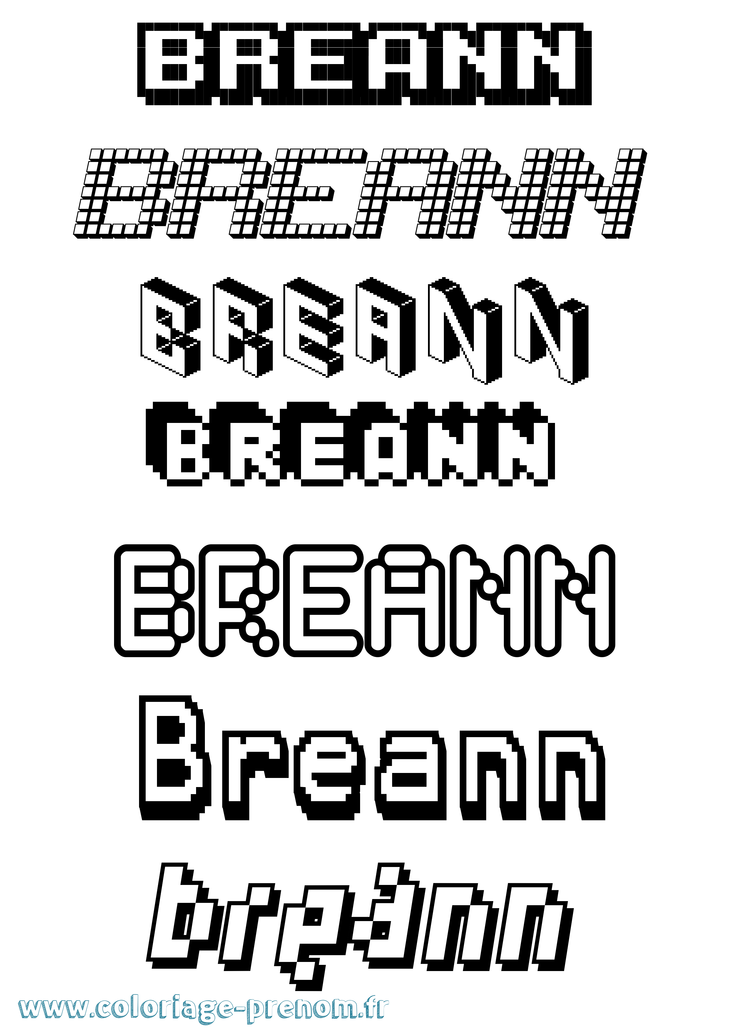 Coloriage Breann Pixel Coloriage prénom Breann Pixel