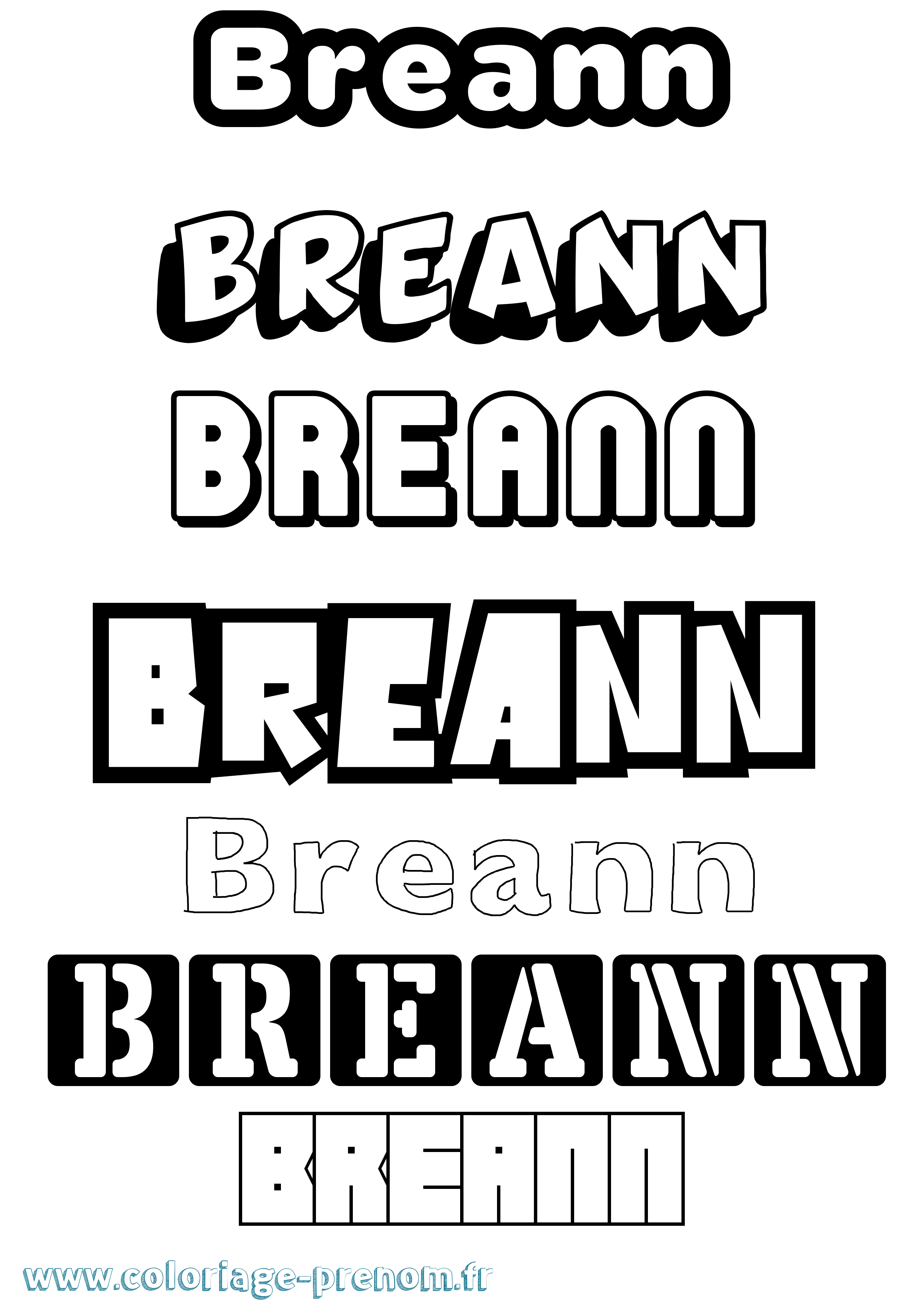 Coloriage Breann Simple Coloriage prénom Breann Simple
