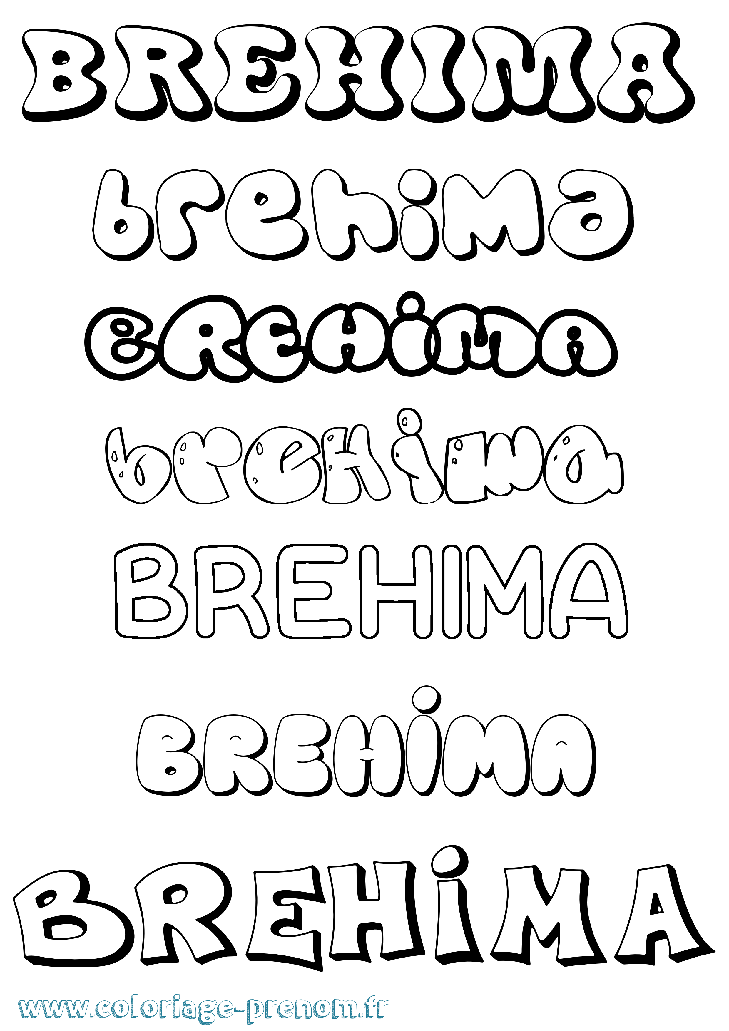 Coloriage Brehima Bubble Coloriage prénom Brehima Bubble