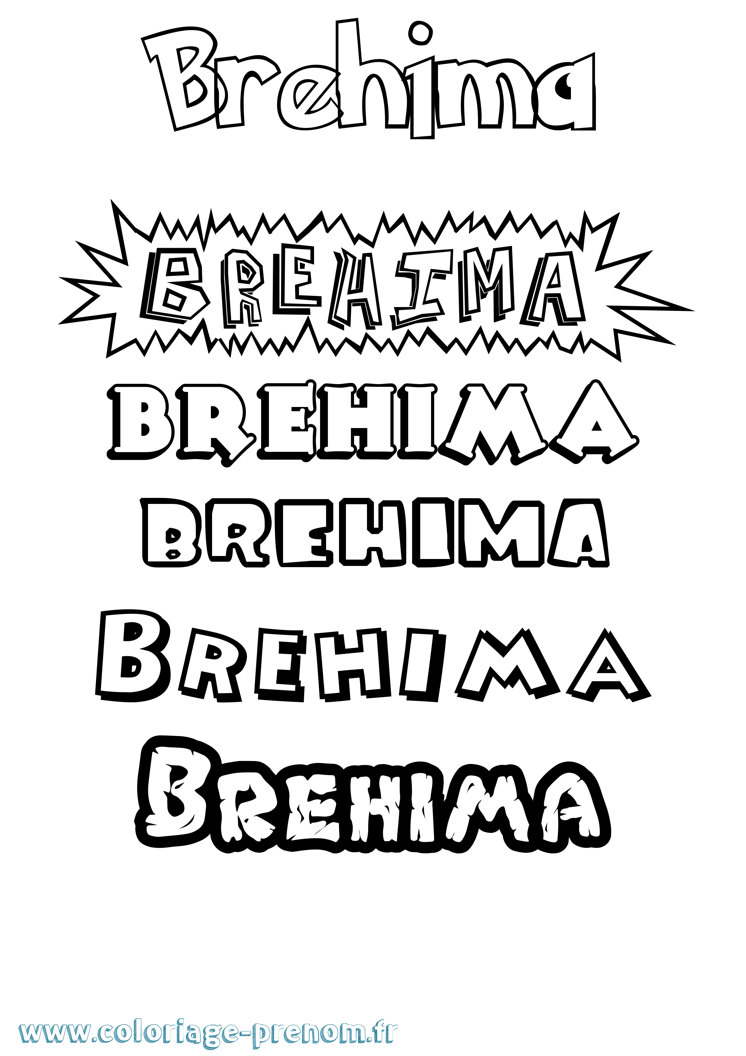 Coloriage Brehima Dessin Animé Coloriage prénom Brehima Dessin Animé