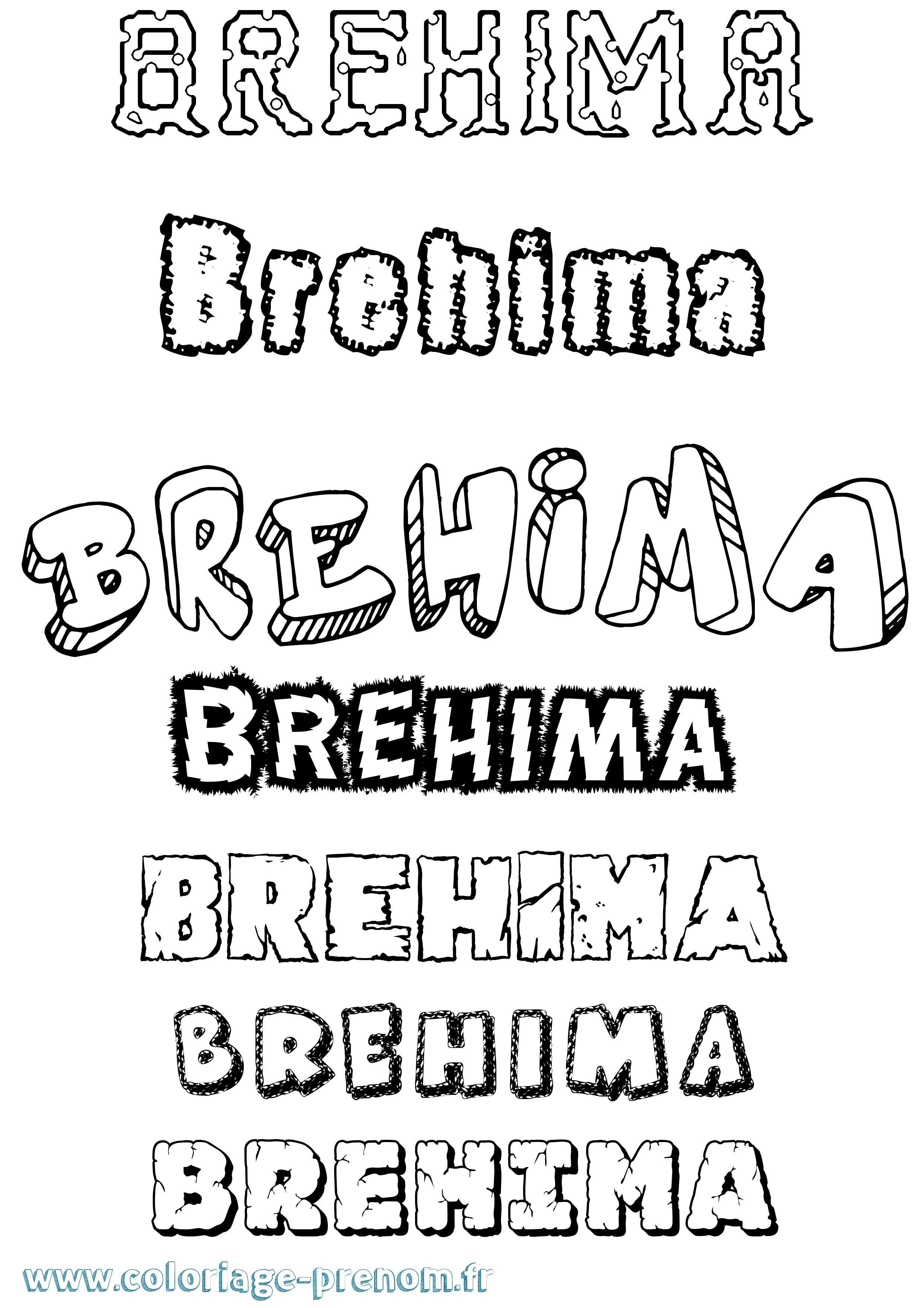 Coloriage Brehima Destructuré Coloriage prénom Brehima Destructuré