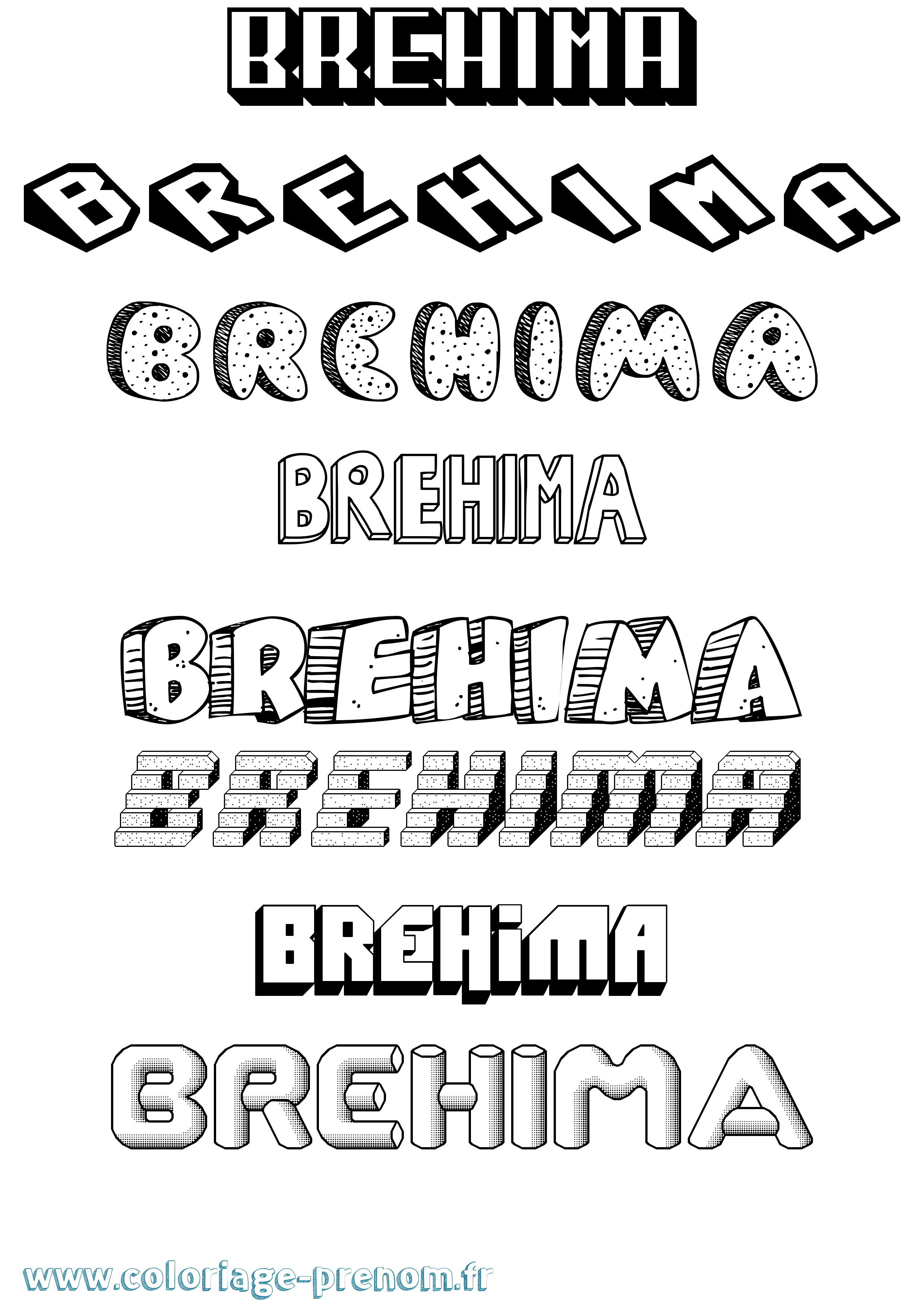 Coloriage Brehima Effet 3D Coloriage prénom Brehima Effet 3D