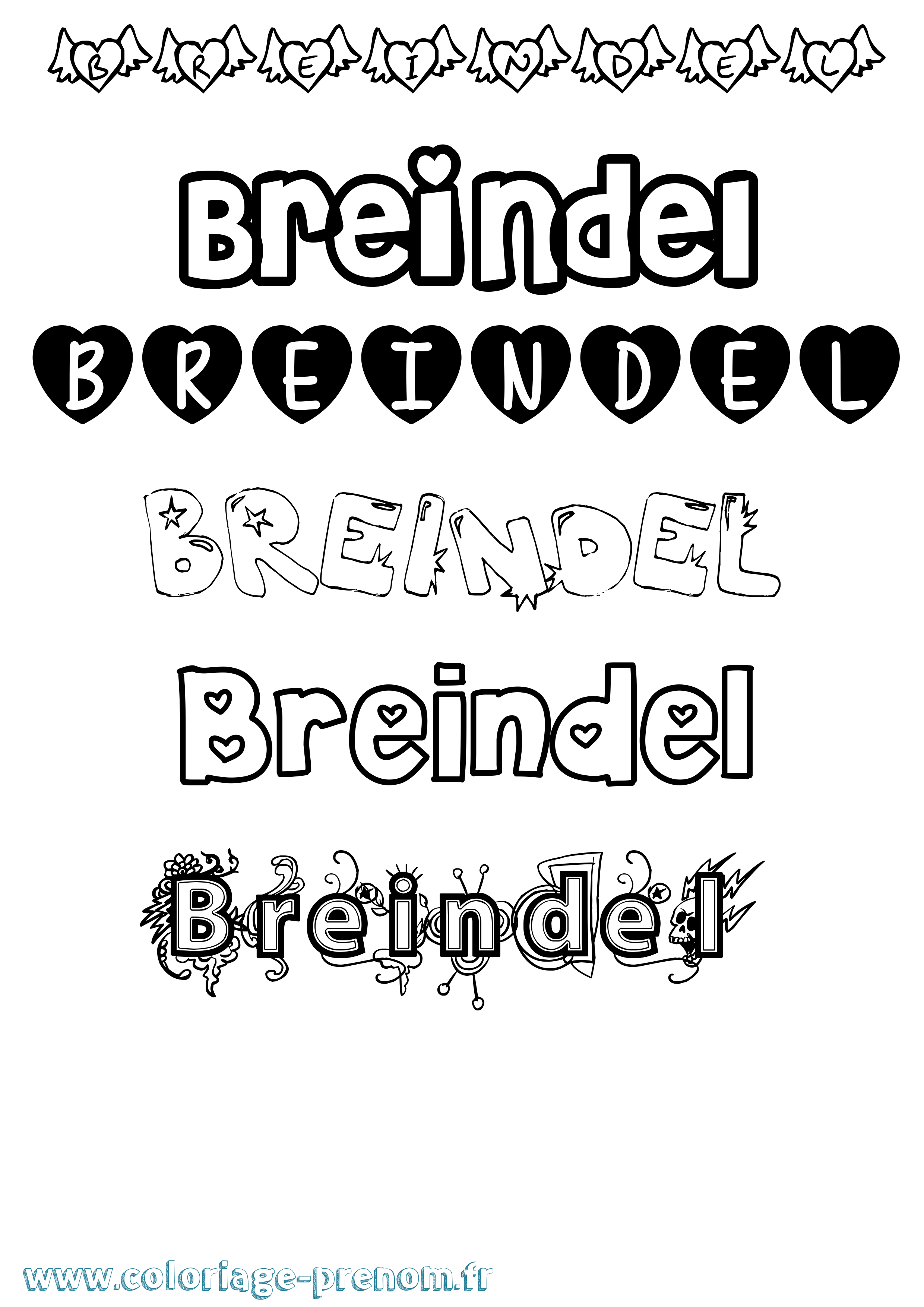 Coloriage Breindel Girly Coloriage prénom Breindel Girly