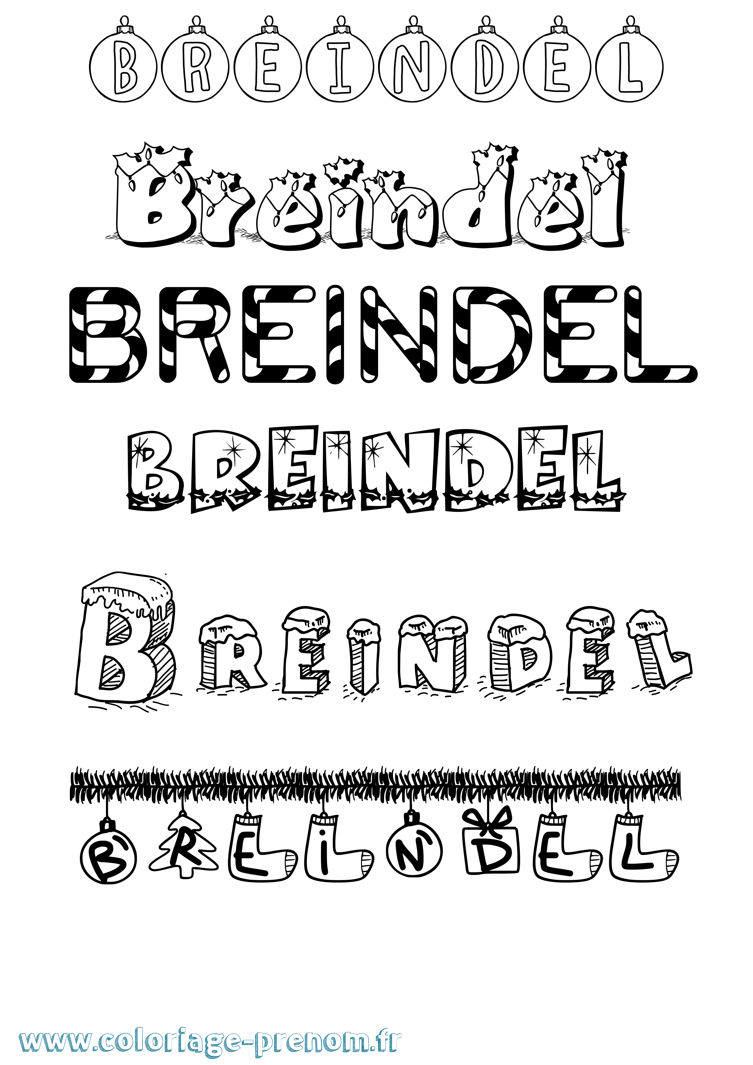 Coloriage Breindel Noël Coloriage prénom Breindel Noël