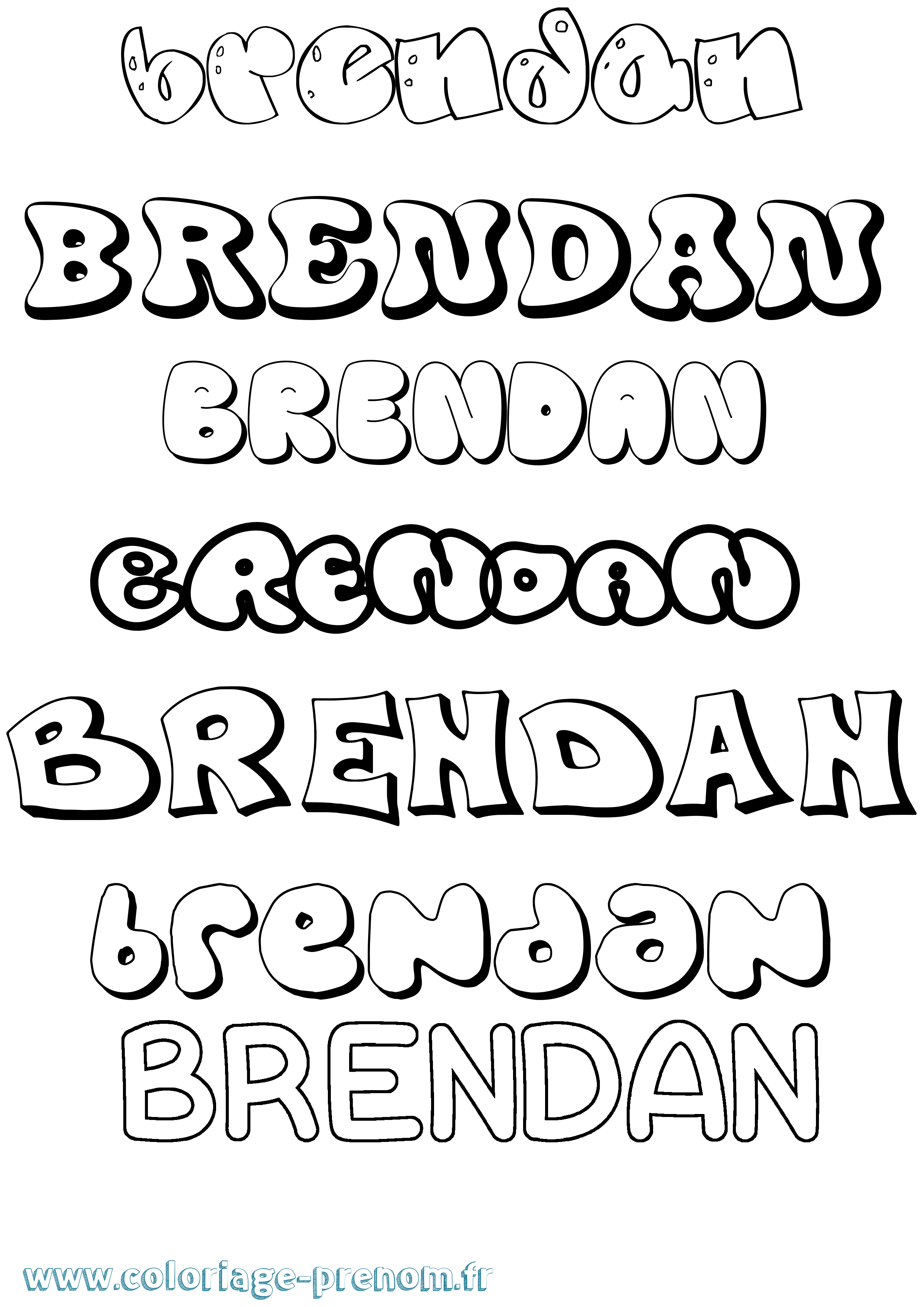 Coloriage Brendan Bubble Coloriage prénom Brendan Bubble
