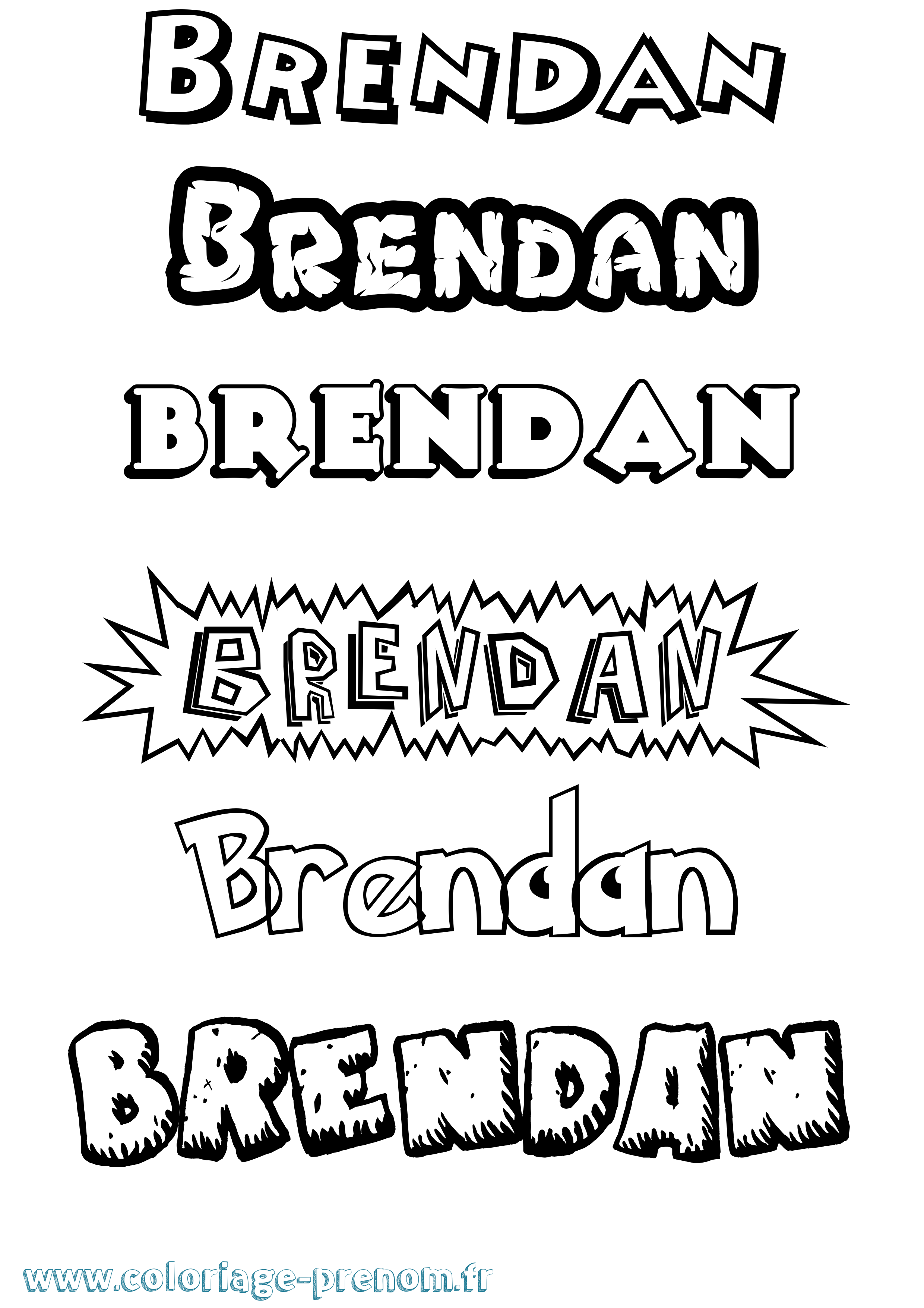 Coloriage Brendan Dessin Animé Coloriage prénom Brendan Dessin Animé