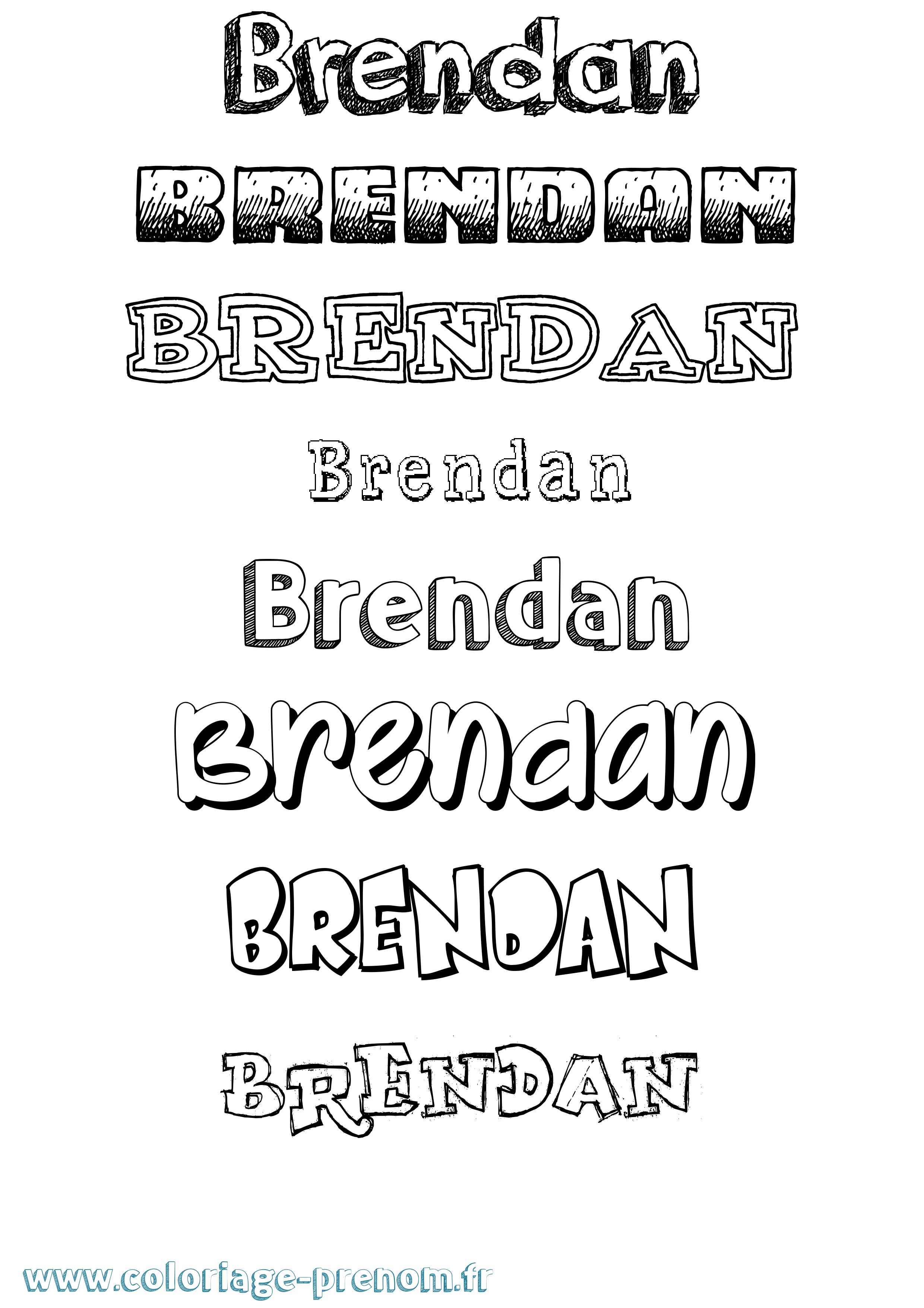 Coloriage Brendan Dessiné Coloriage prénom Brendan Dessiné