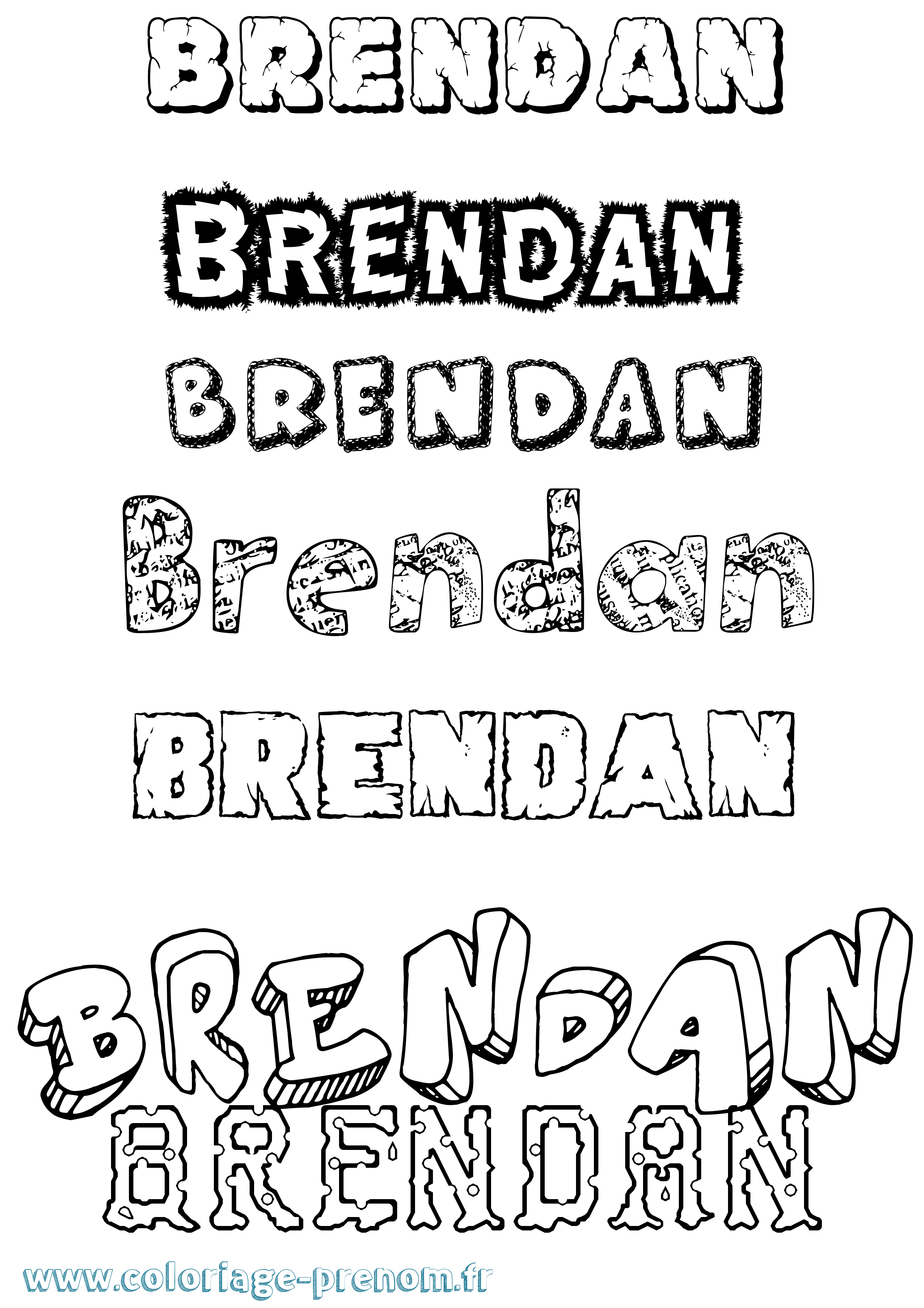 Coloriage Brendan Destructuré Coloriage prénom Brendan Destructuré