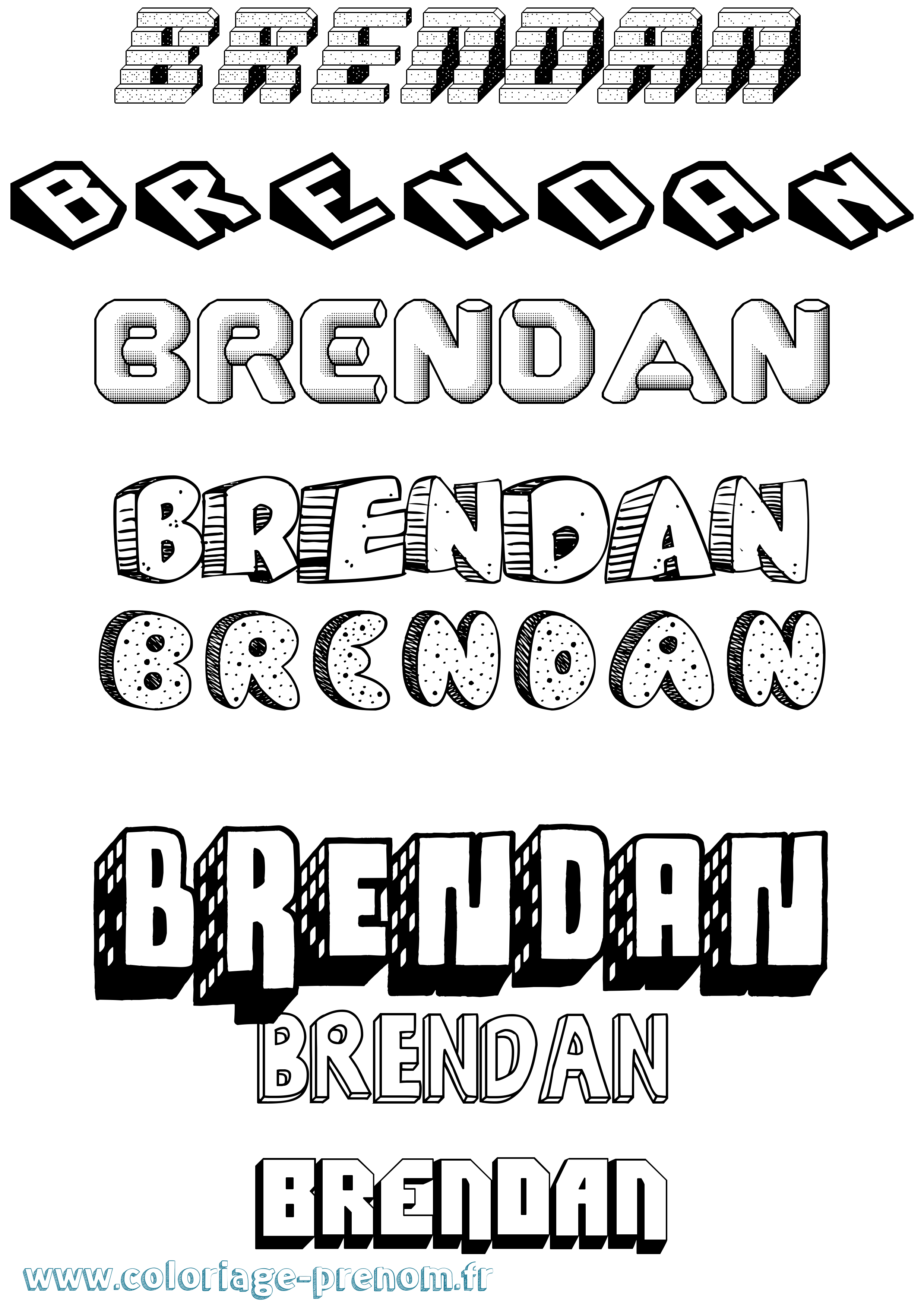 Coloriage Brendan Effet 3D Coloriage prénom Brendan Effet 3D