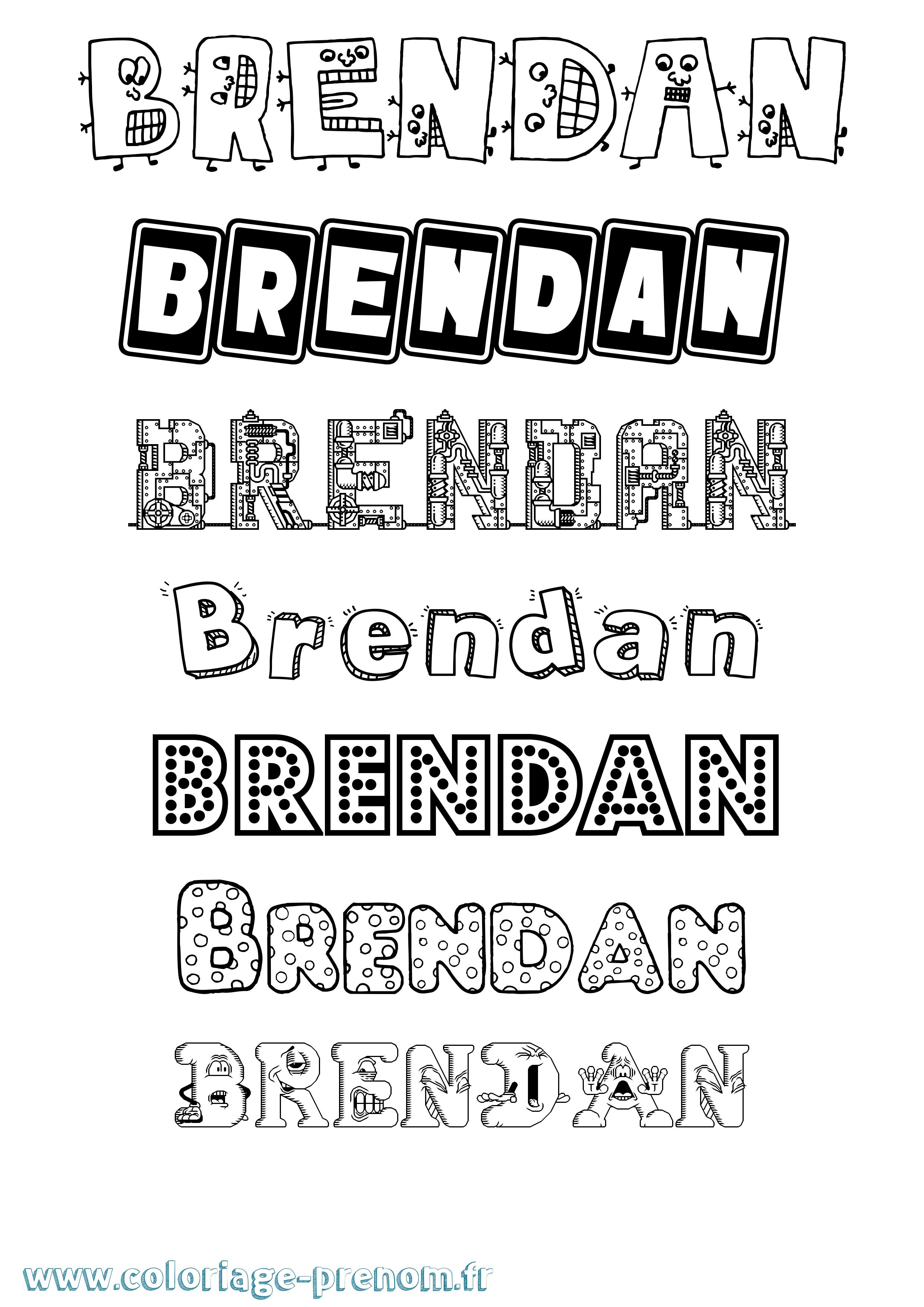 Coloriage Brendan Fun Coloriage prénom Brendan Fun