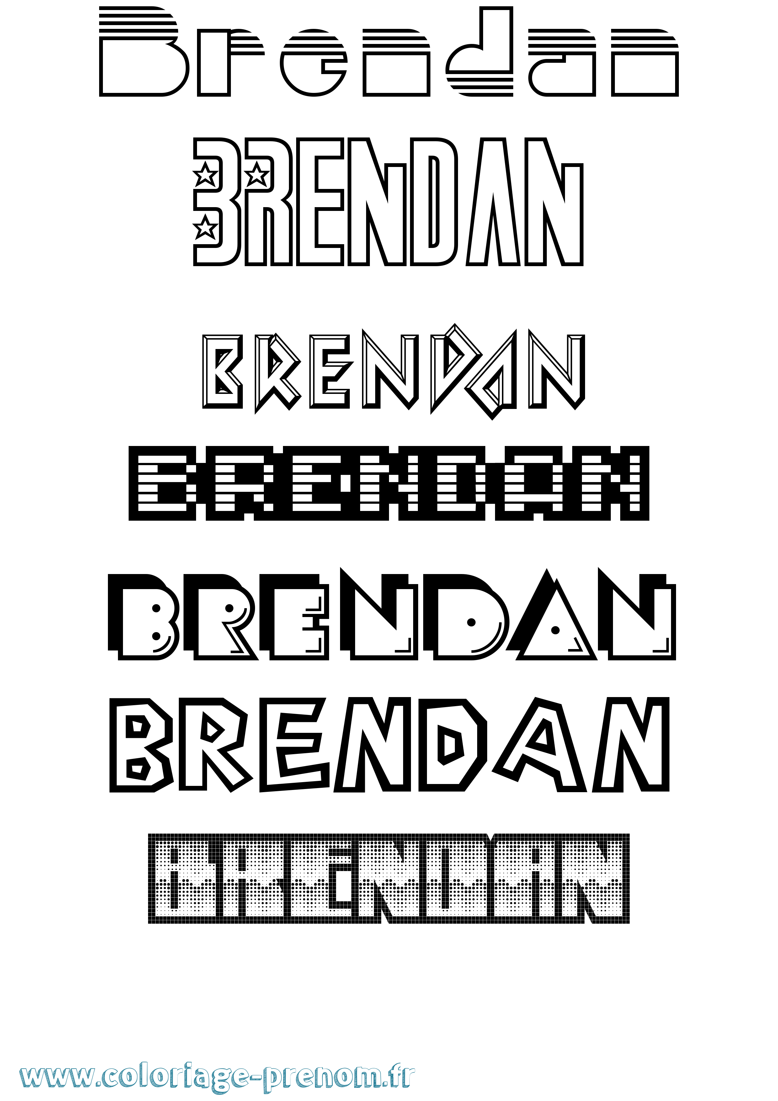 Coloriage Brendan Jeux Vidéos Coloriage prénom Brendan Jeux Vidéos