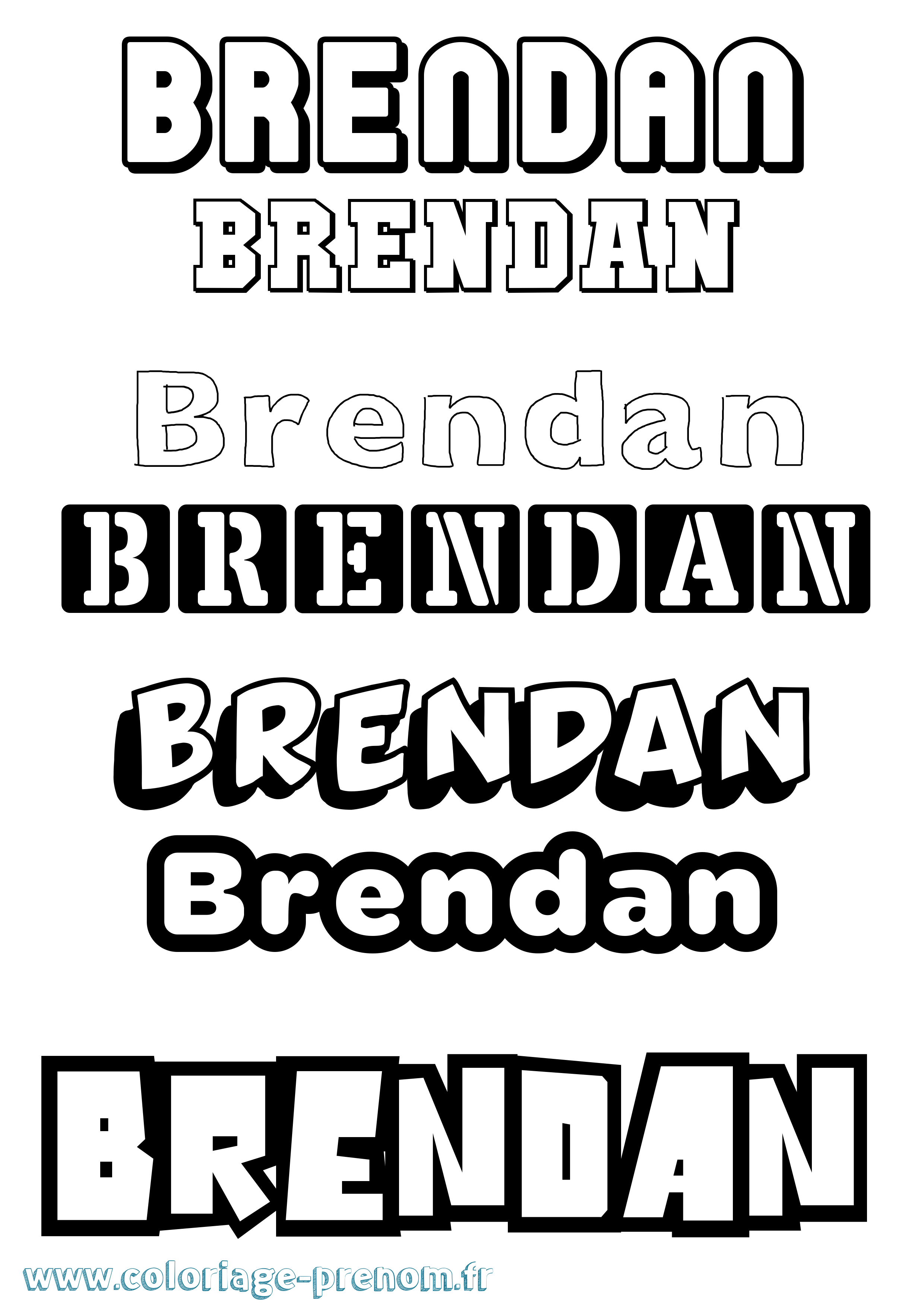 Coloriage Brendan Simple Coloriage prénom Brendan Simple