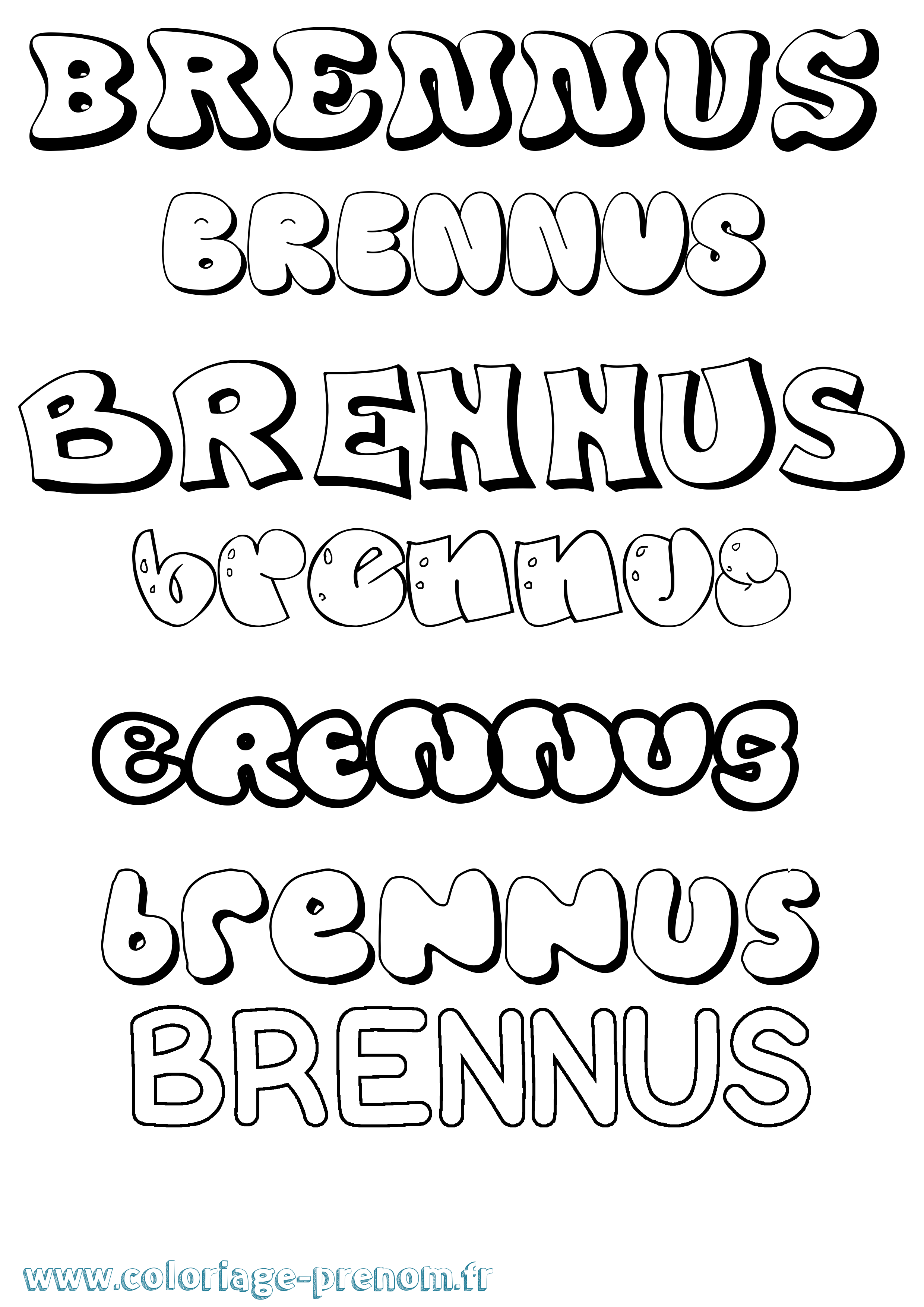 Coloriage Brennus Bubble Coloriage prénom Brennus Bubble