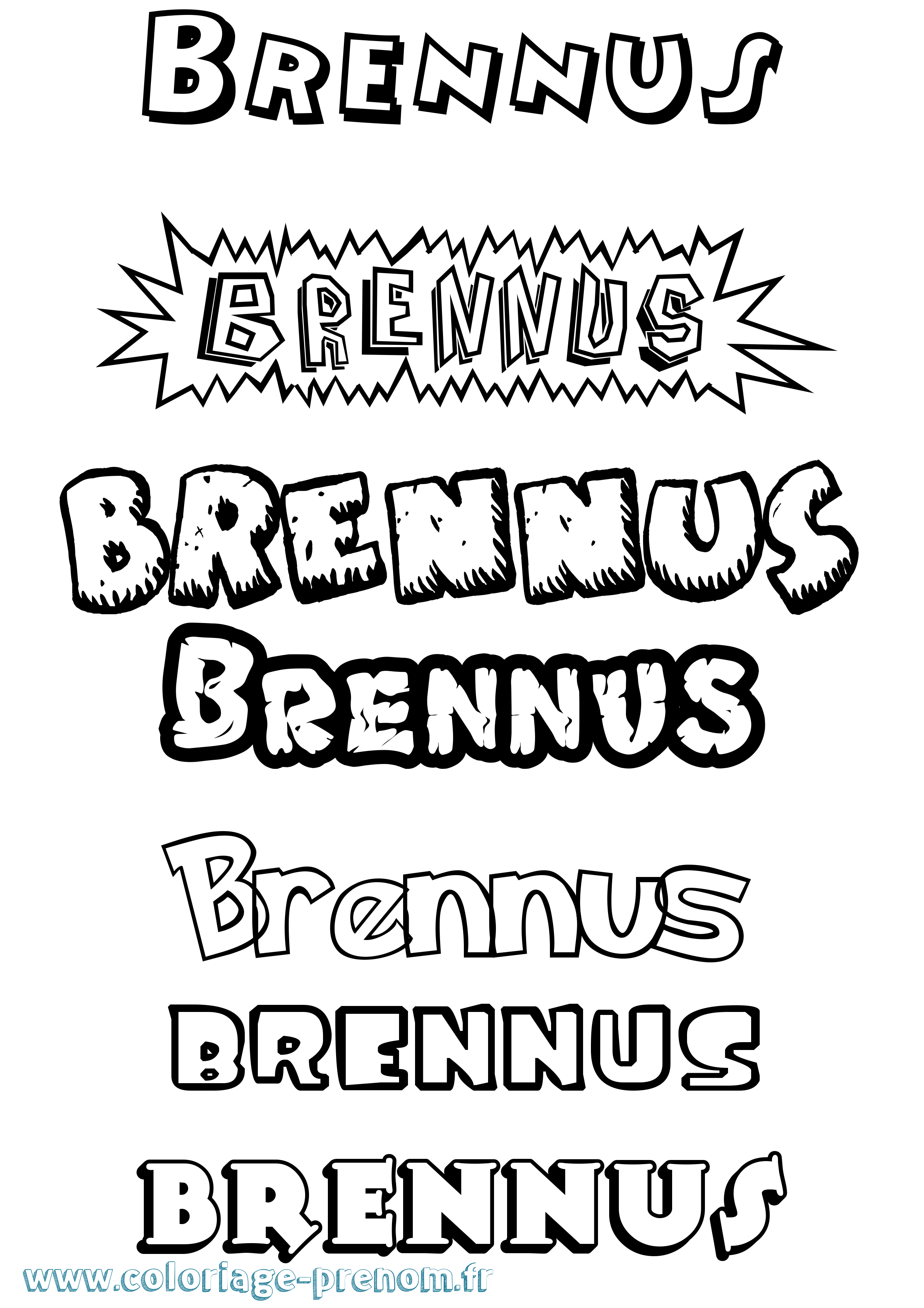 Coloriage Brennus Dessin Animé Coloriage prénom Brennus Dessin Animé
