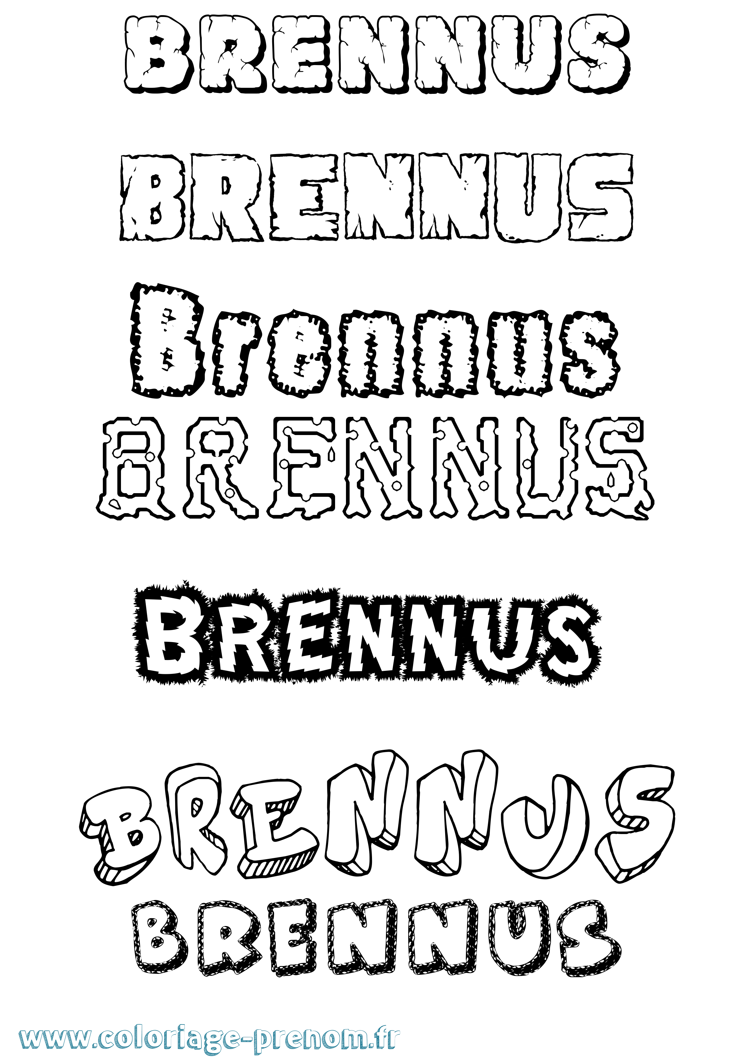 Coloriage Brennus Destructuré Coloriage prénom Brennus Destructuré