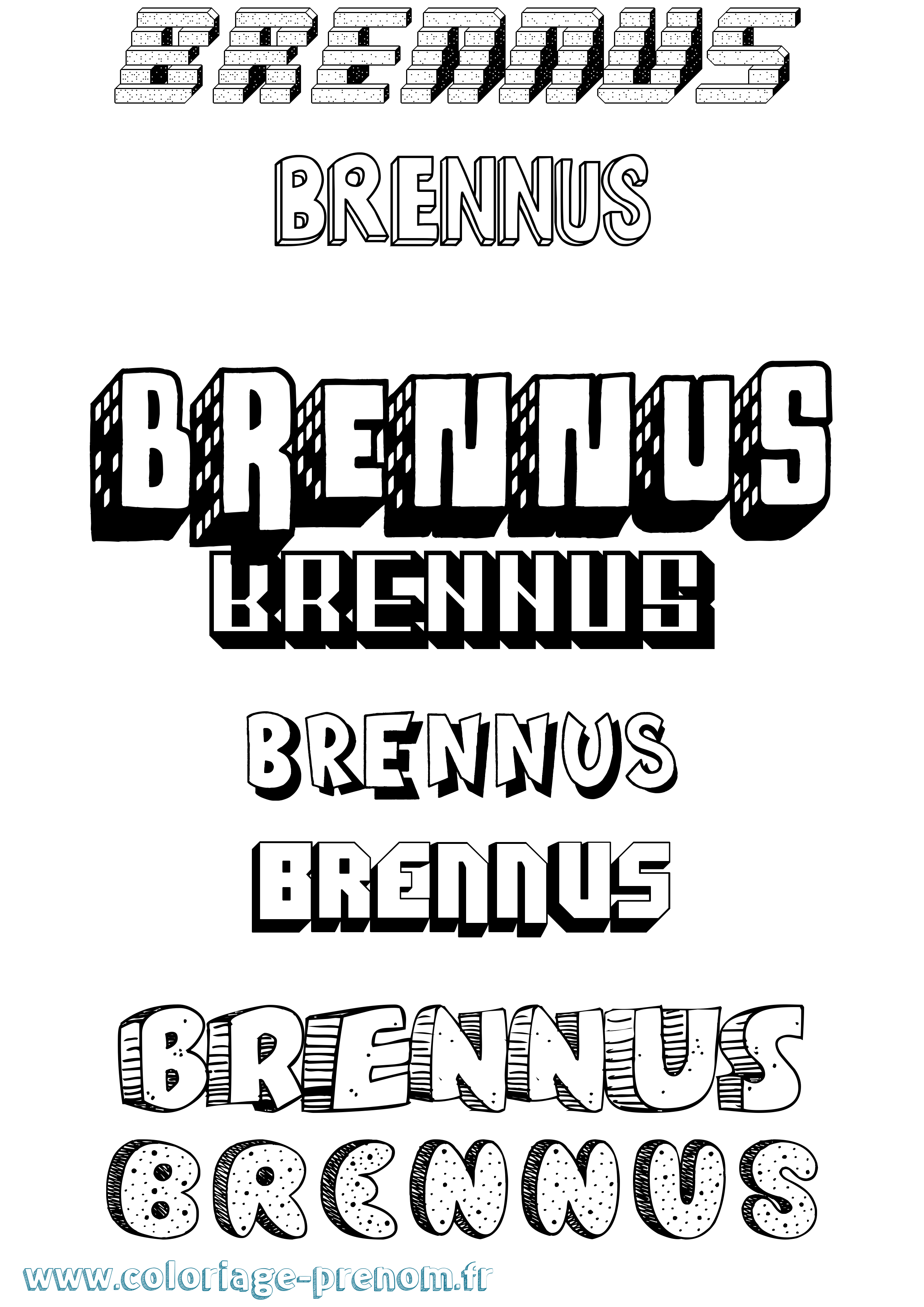 Coloriage Brennus Effet 3D Coloriage prénom Brennus Effet 3D