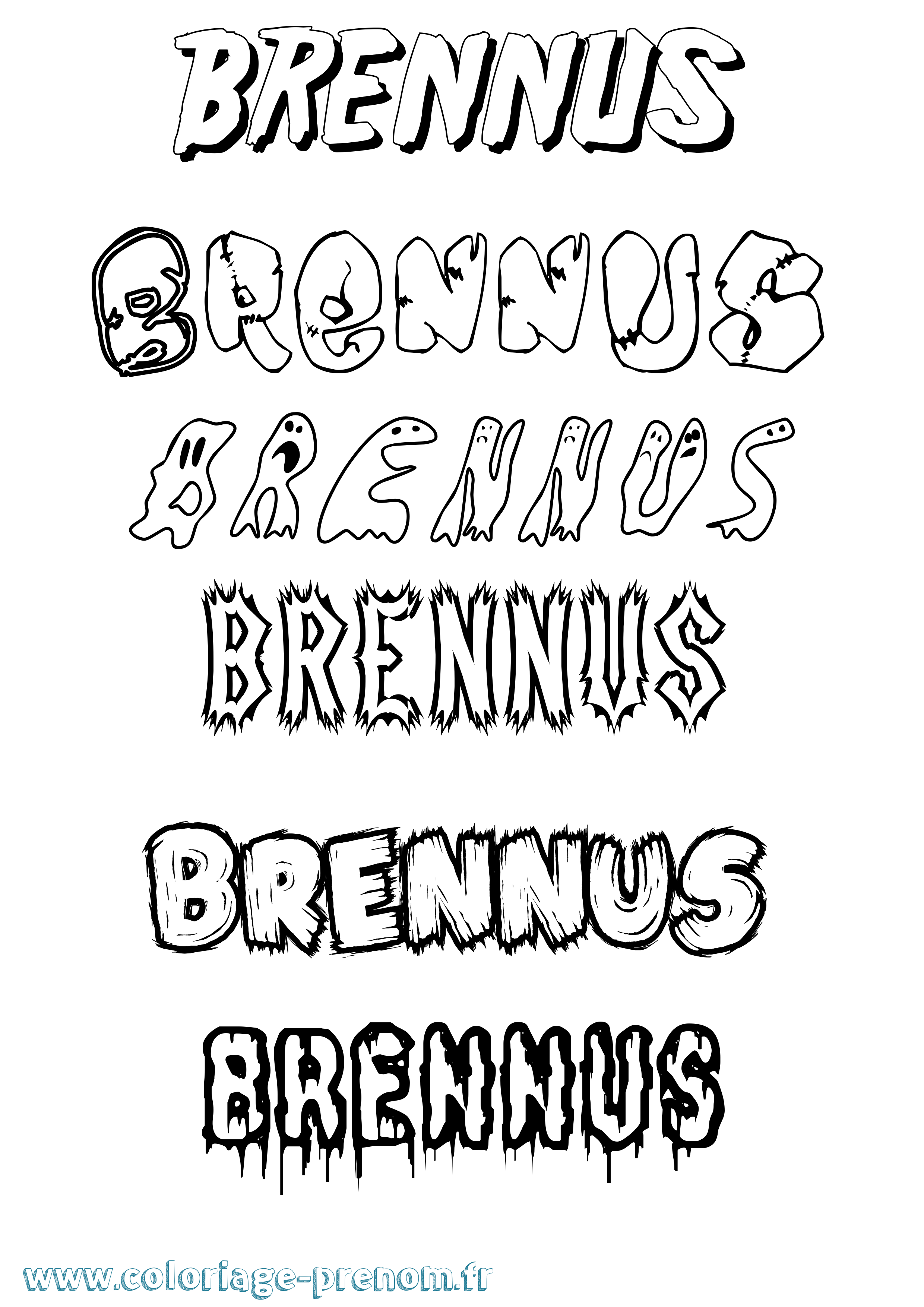 Coloriage Brennus Frisson Coloriage prénom Brennus Frisson