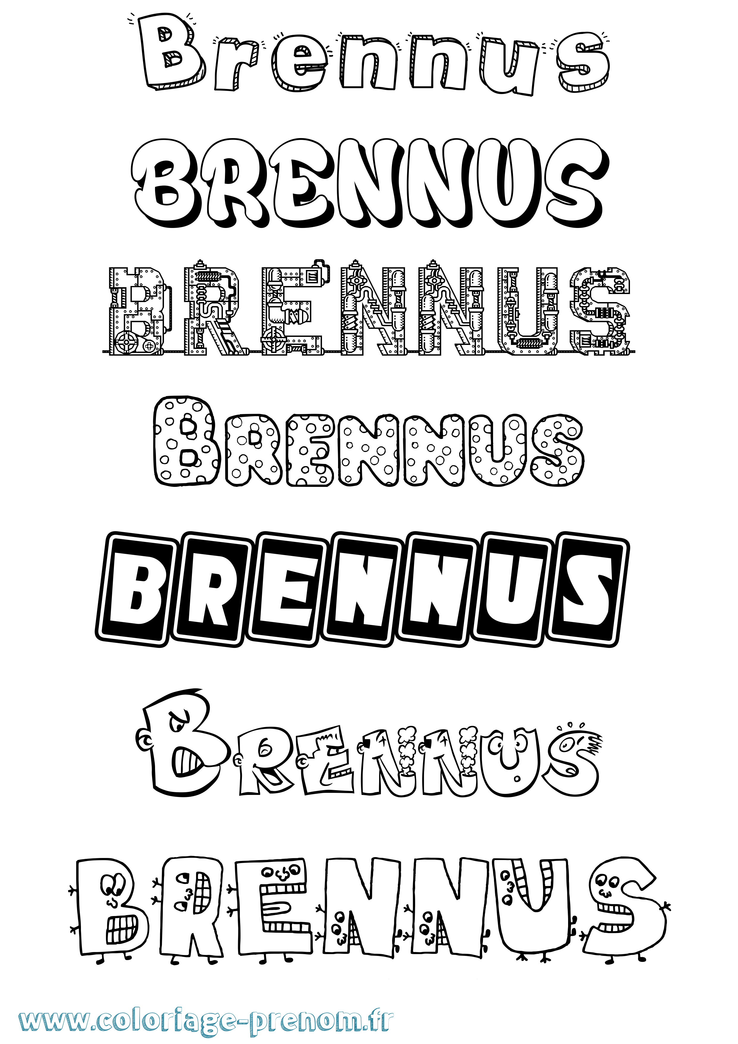 Coloriage Brennus Fun Coloriage prénom Brennus Fun
