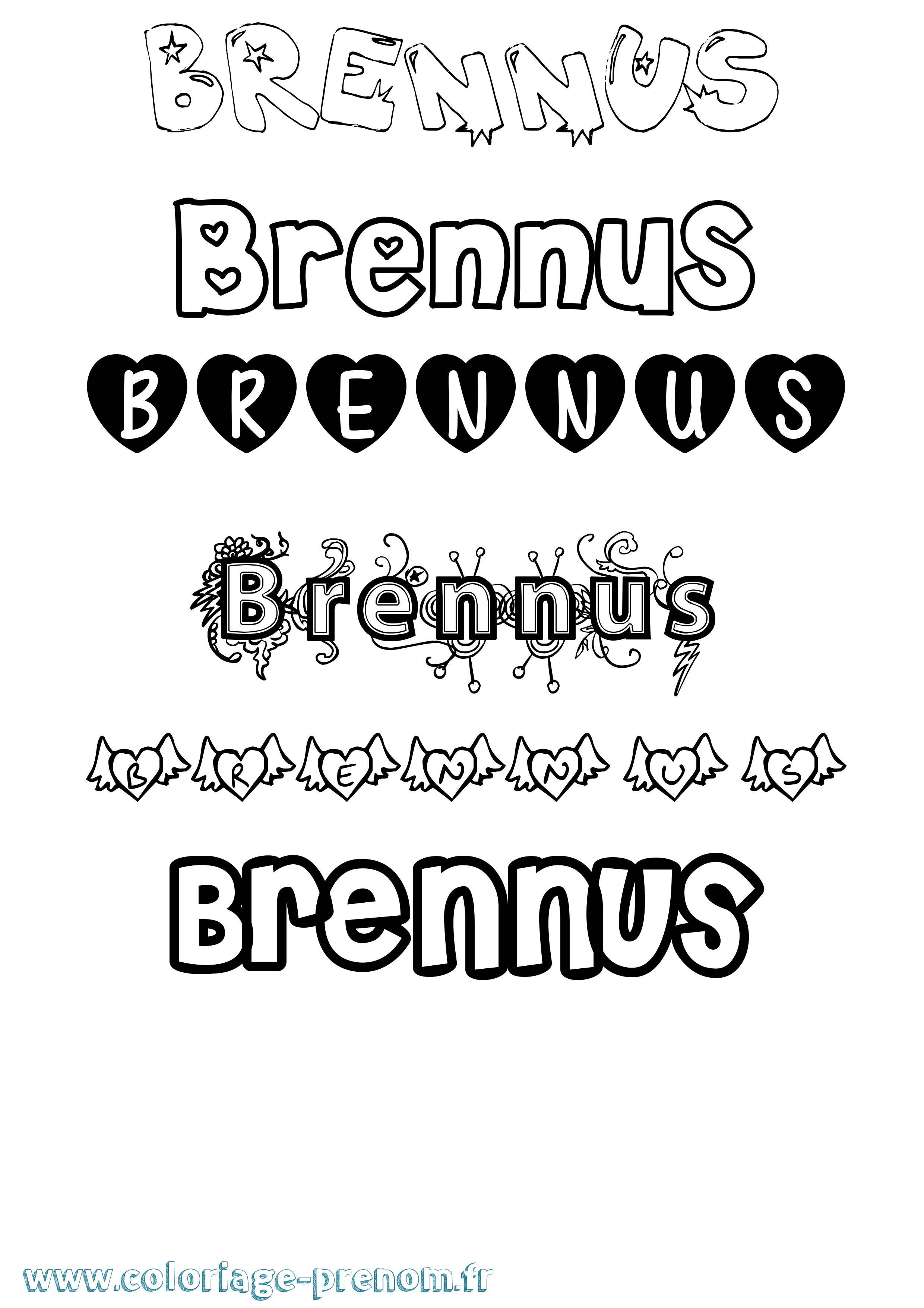 Coloriage Brennus Girly Coloriage prénom Brennus Girly