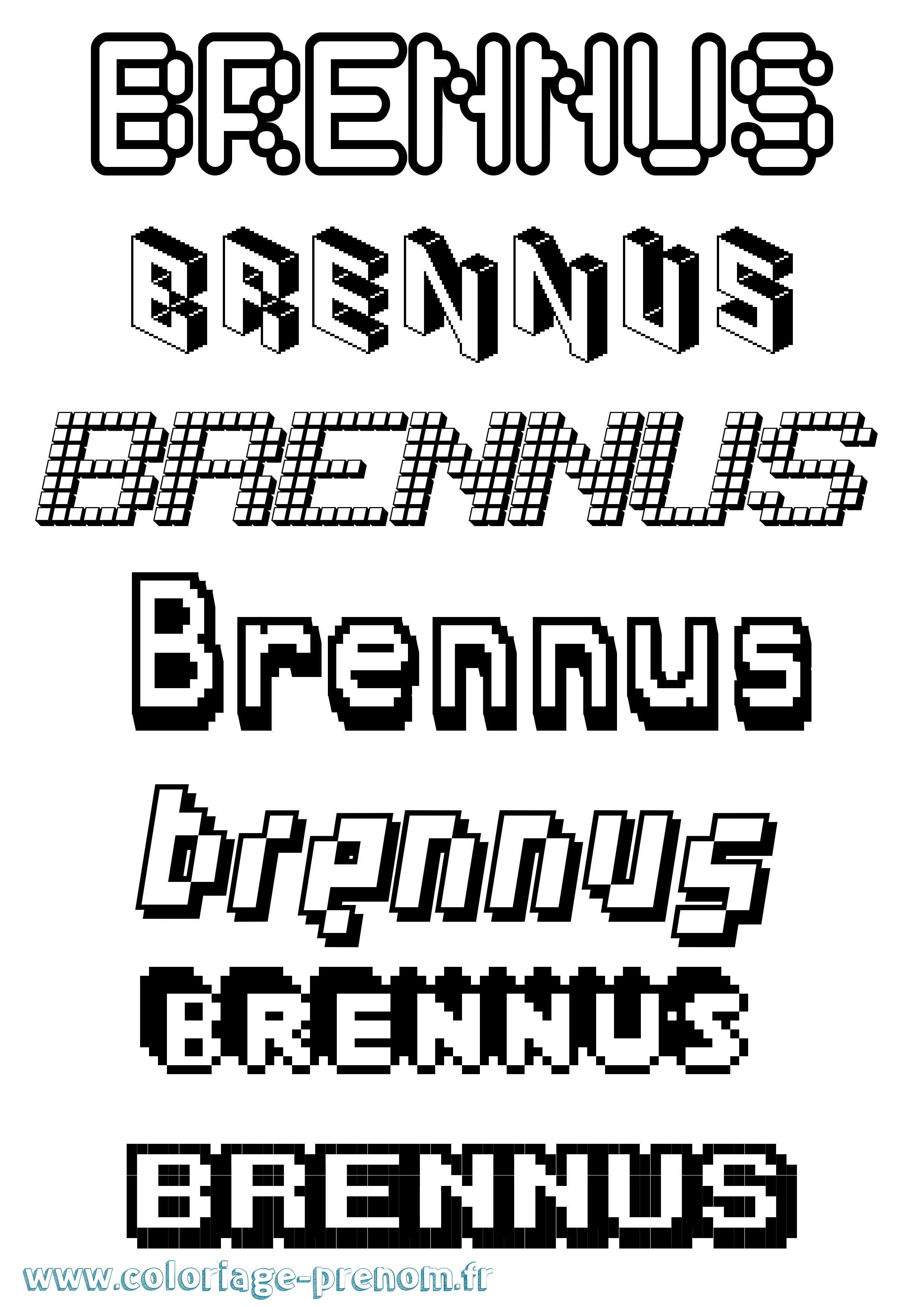 Coloriage Brennus Pixel Coloriage prénom Brennus Pixel