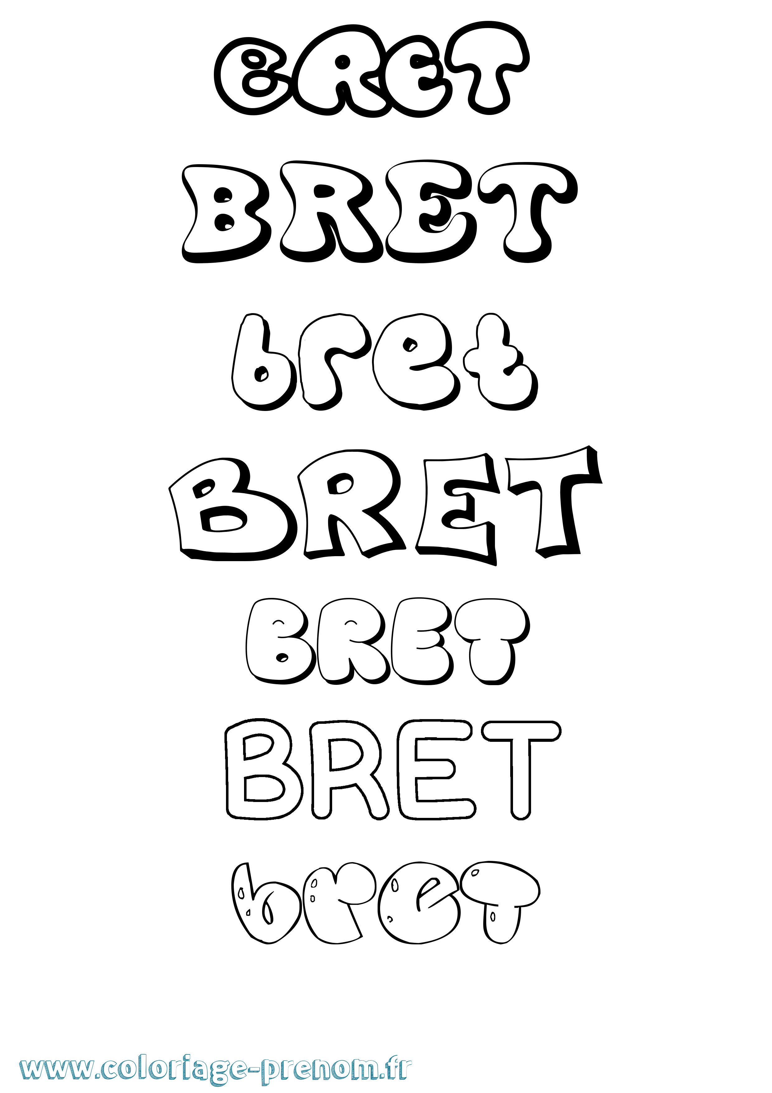 Coloriage Bret Bubble Coloriage prénom Bret Bubble