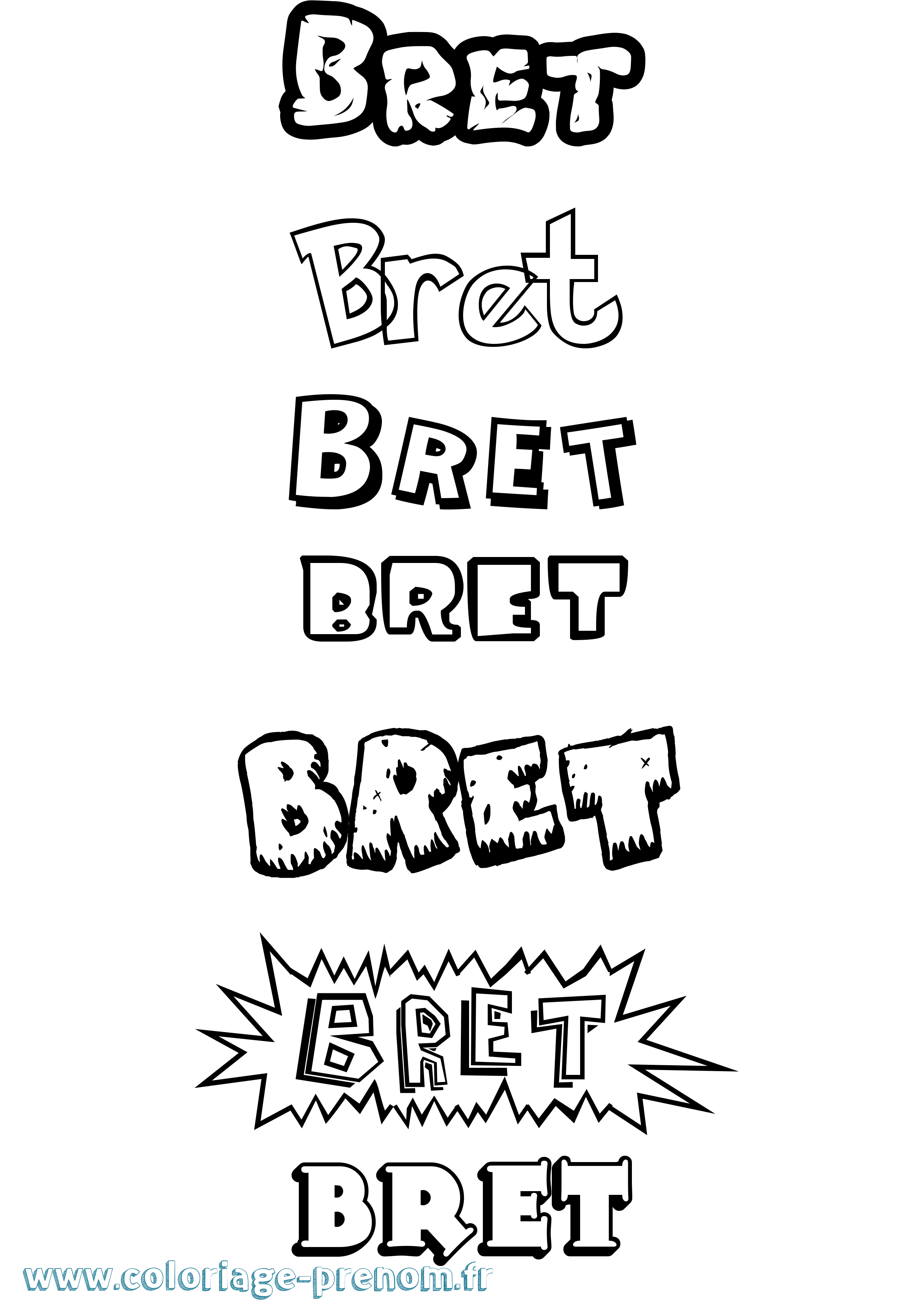 Coloriage Bret Dessin Animé Coloriage prénom Bret Dessin Animé