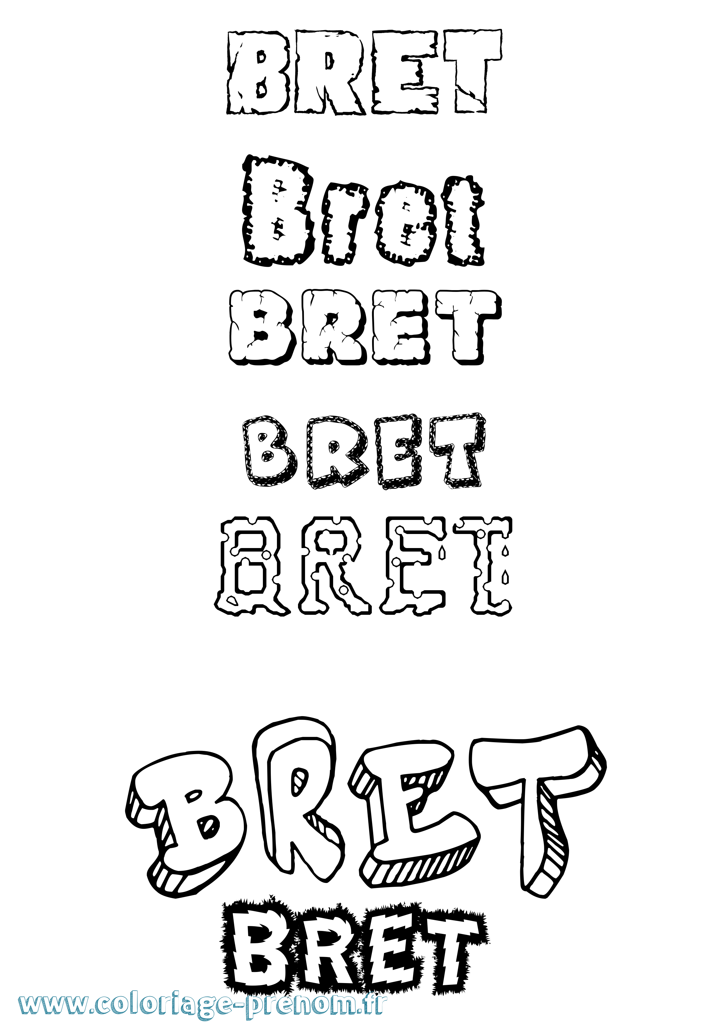 Coloriage Bret Destructuré Coloriage prénom Bret Destructuré