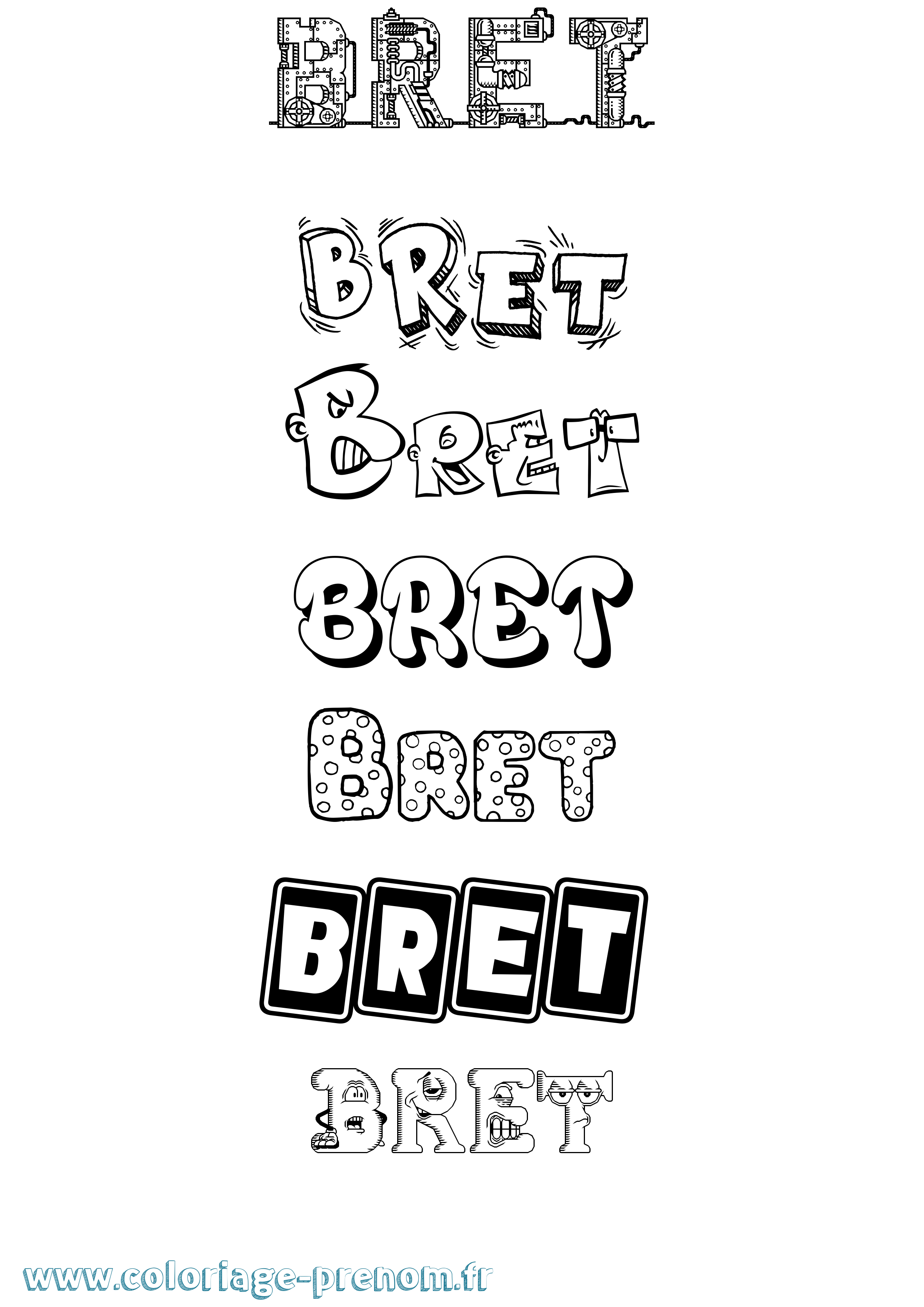 Coloriage Bret Fun Coloriage prénom Bret Fun