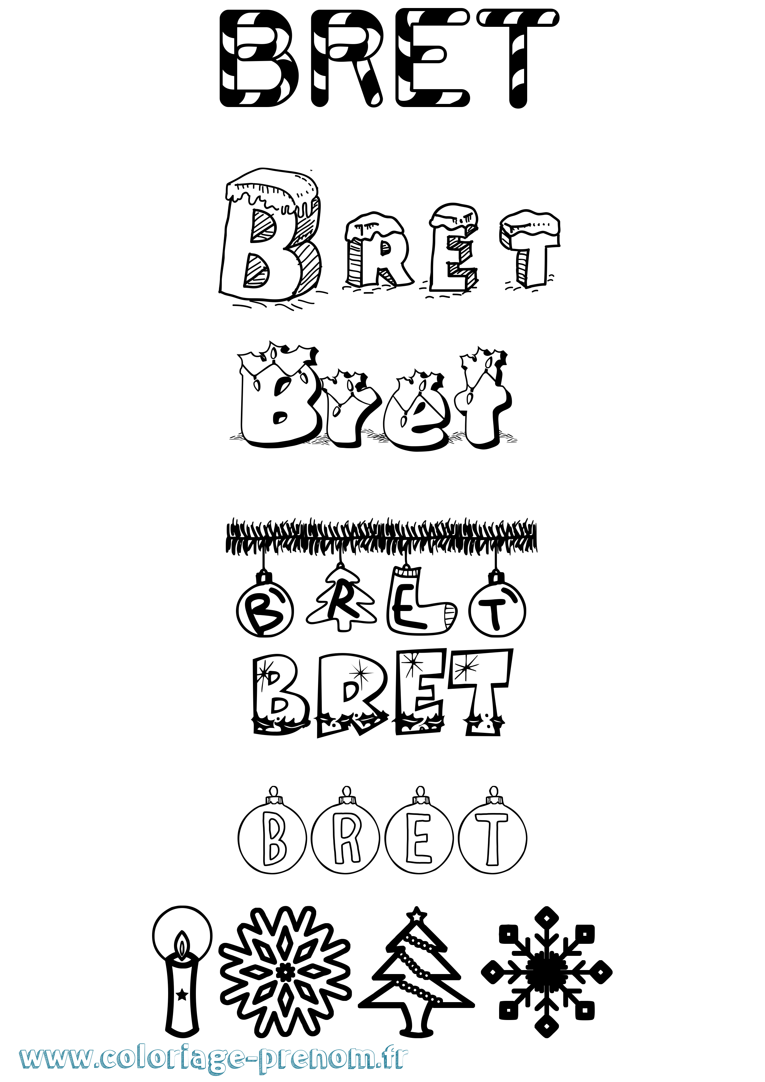 Coloriage Bret Noël Coloriage prénom Bret Noël