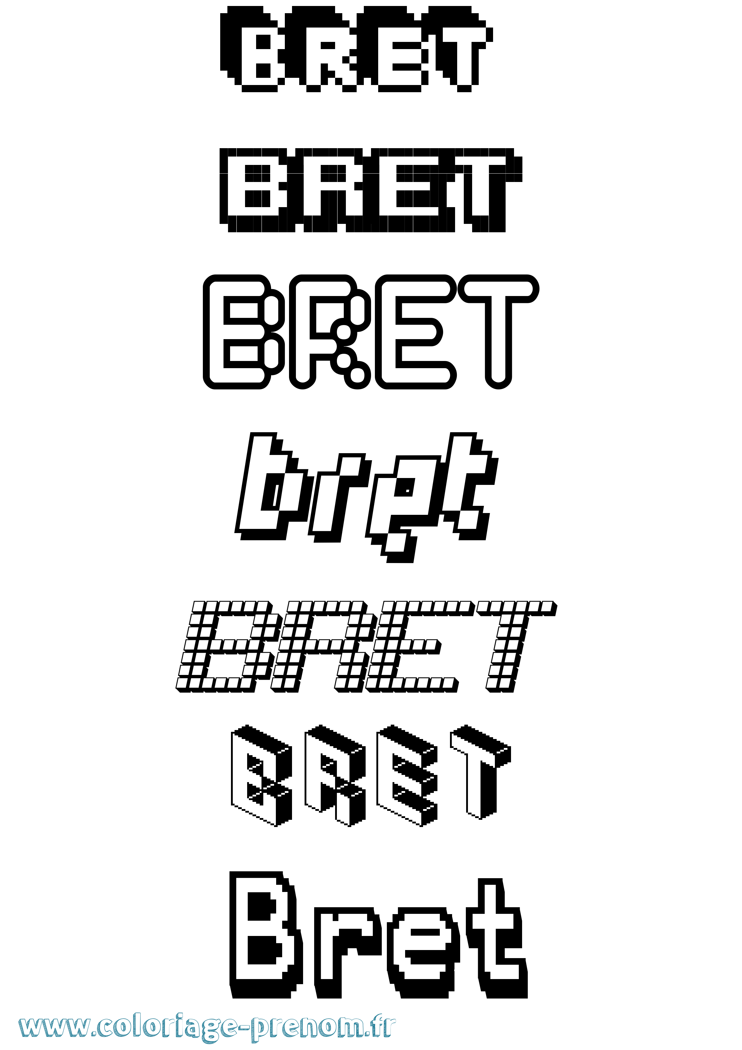 Coloriage Bret Pixel Coloriage prénom Bret Pixel