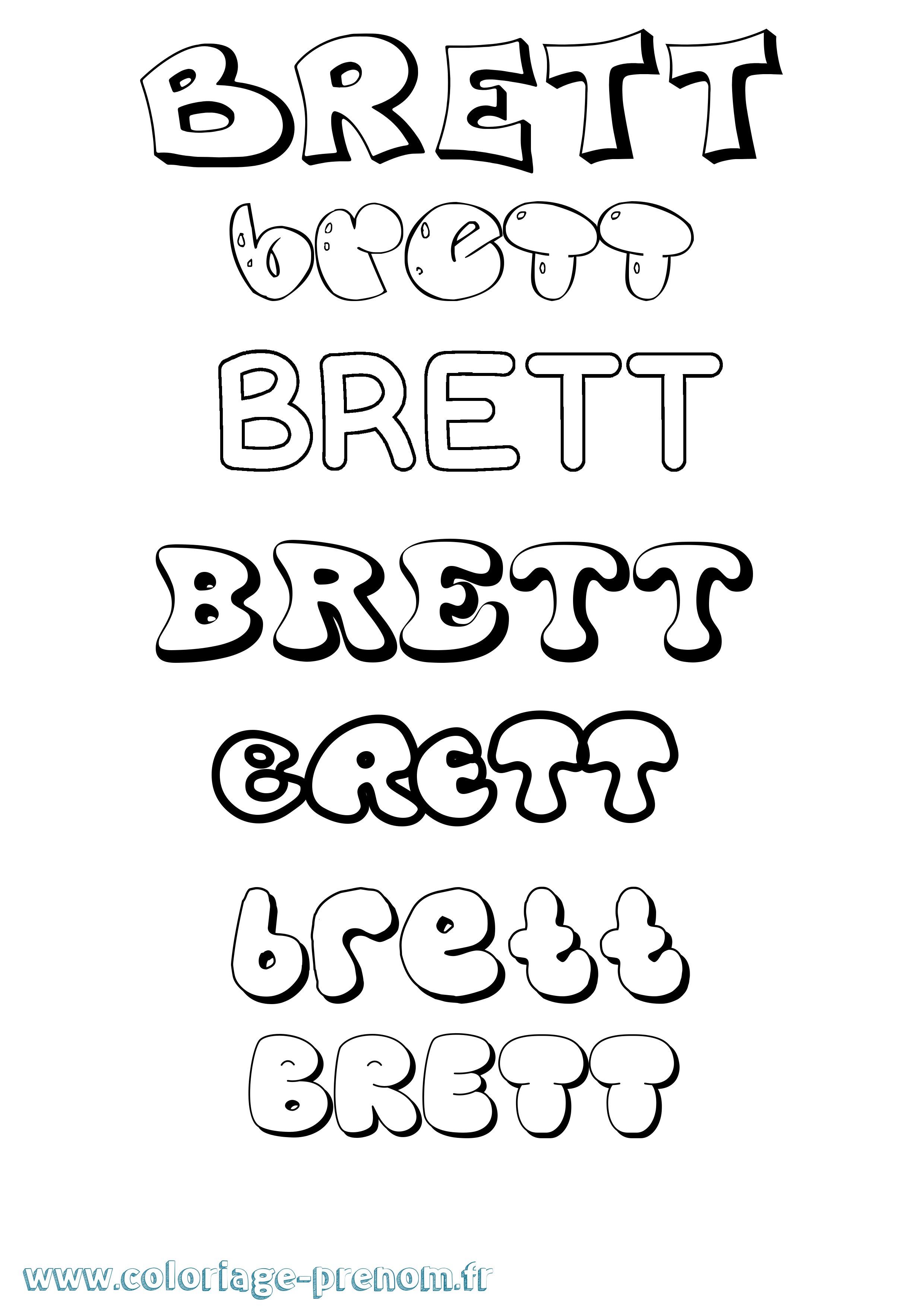 Coloriage Brett Bubble Coloriage prénom Brett Bubble