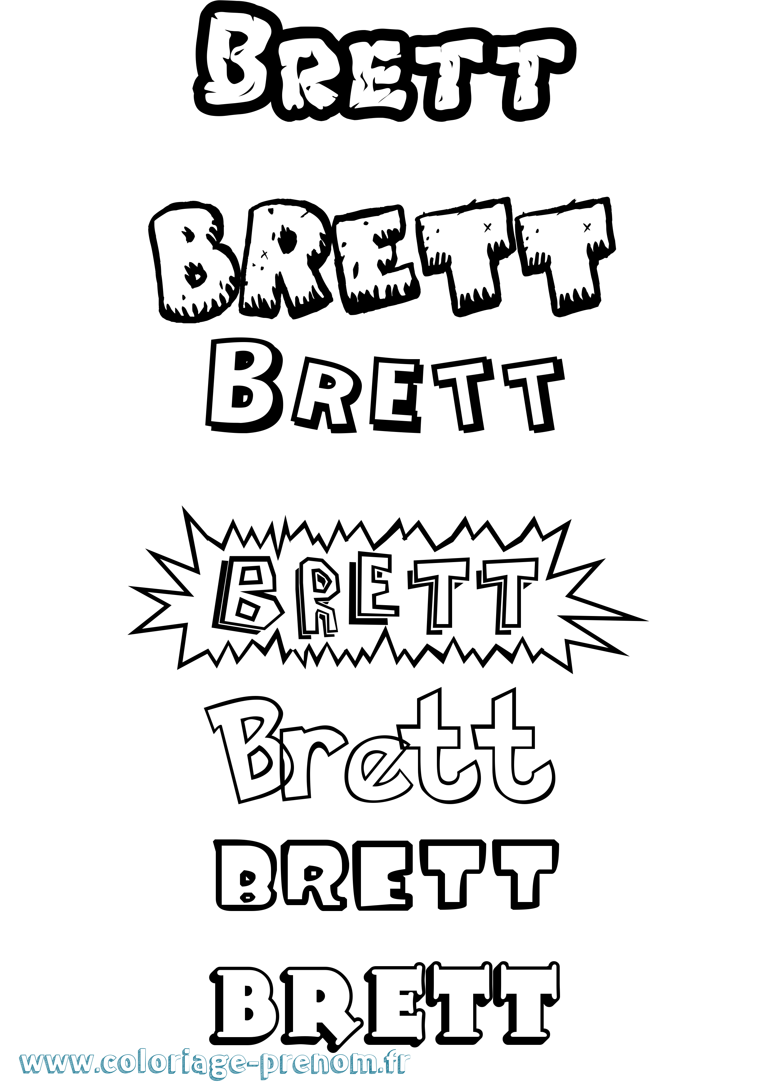 Coloriage Brett Dessin Animé Coloriage prénom Brett Dessin Animé